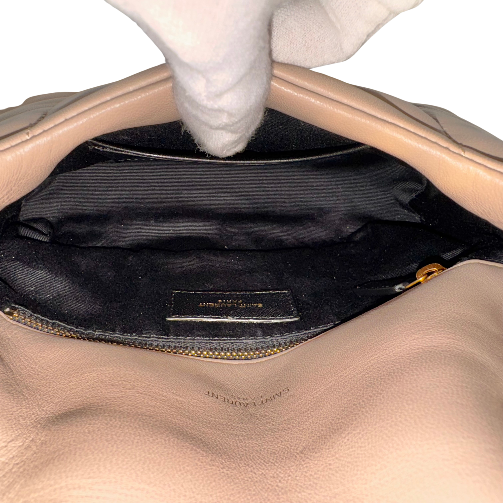 Saint Laurent Lambskin Toy Loulou Puffer Chain Bag – Dark Beige