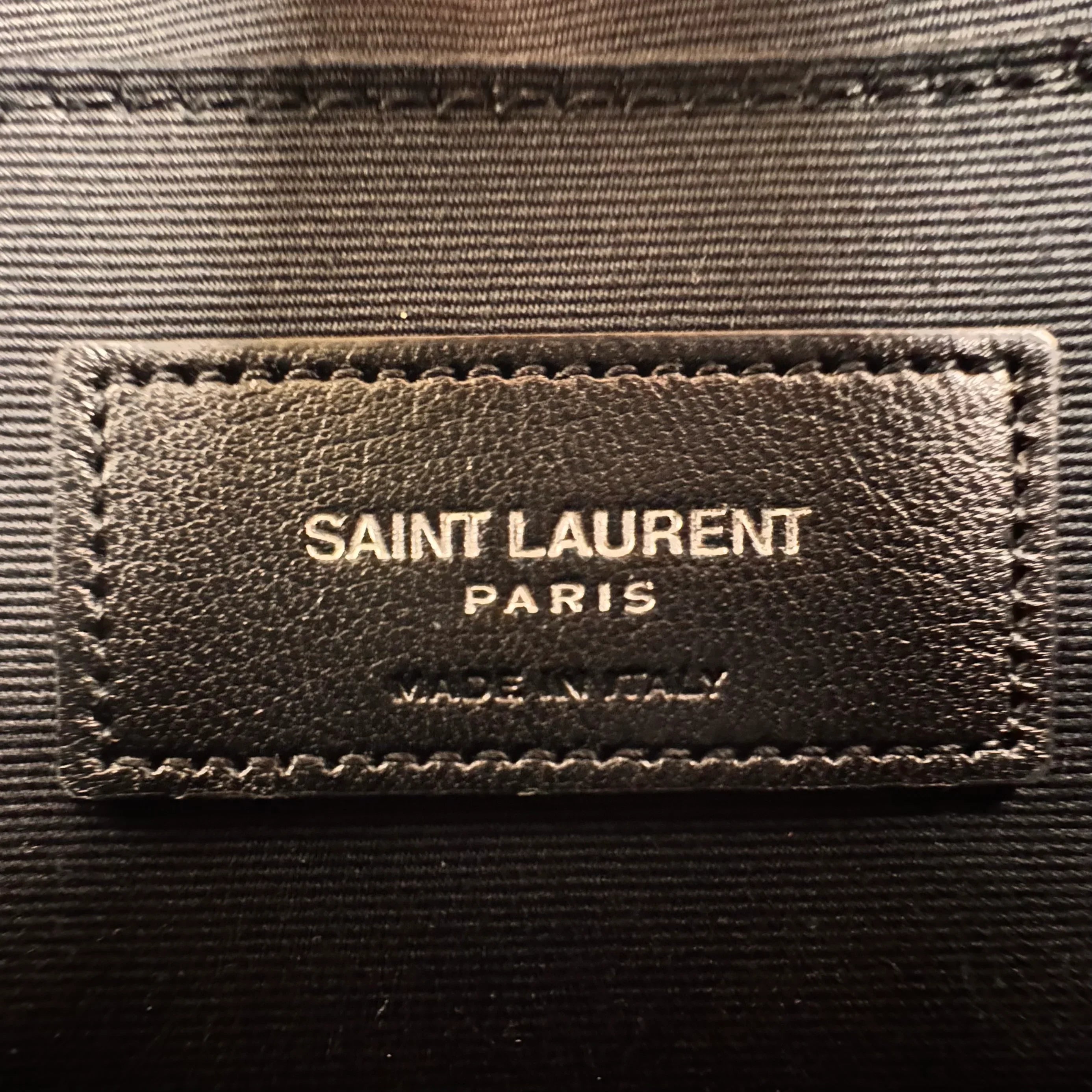 Saint Laurent Raffia Calfskin Rive Gauche Zipped Pouch