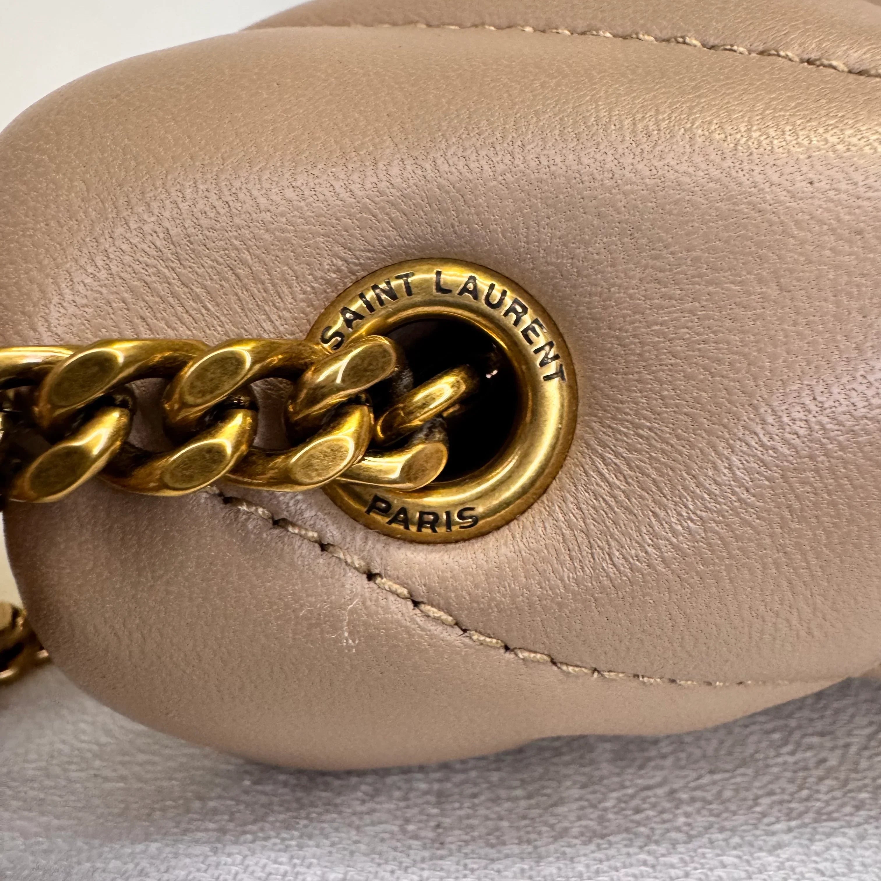 Saint Laurent Lambskin Toy Loulou Puffer Chain Bag – Dark Beige - Lost Designer
