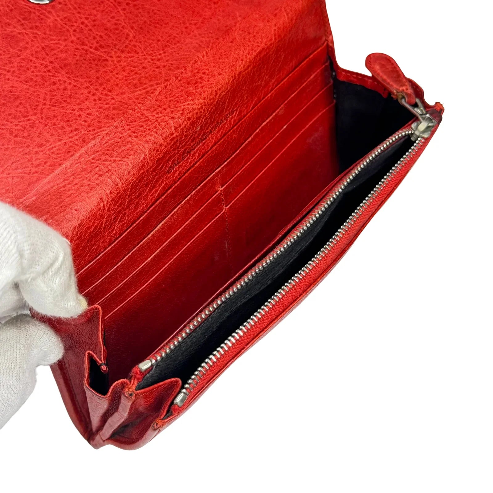 Balenciaga Red Lipstick Agneau Leather Giant 12 Gold Hardware Wallet - Lost Designer