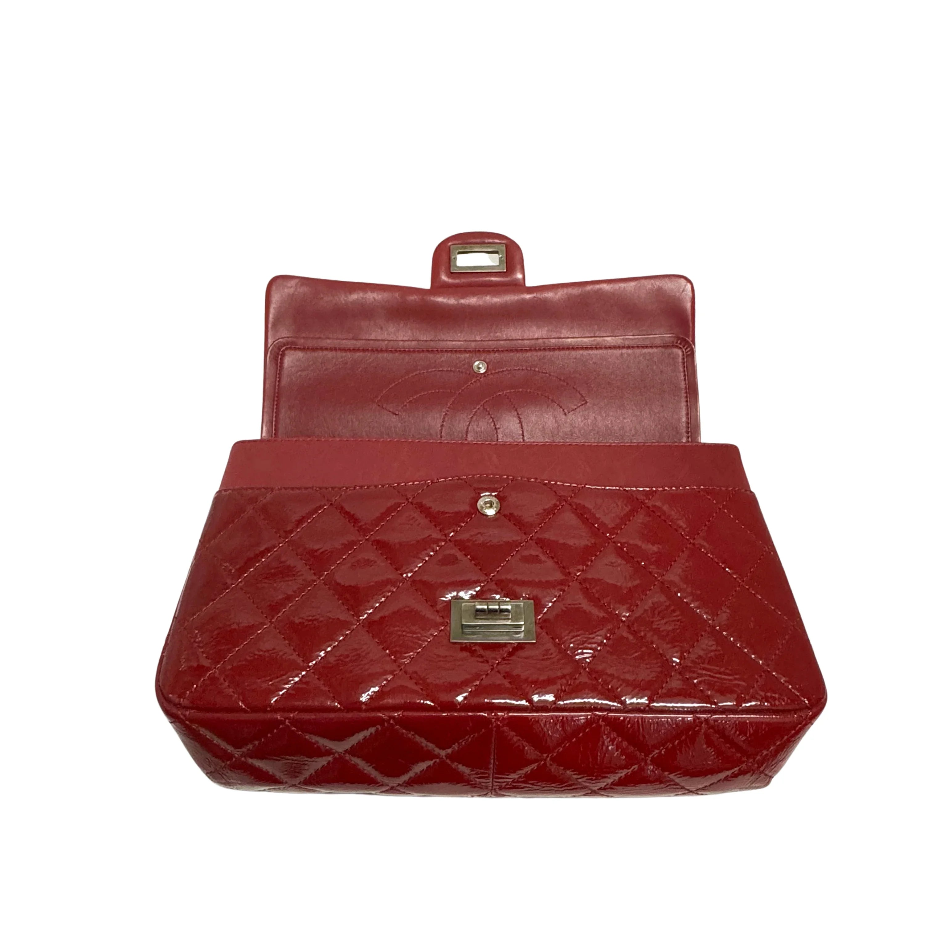 Chanel Flap Patent Calfskin Quilted 2.55 Reissue 227 Deep Red - Lost Designer
