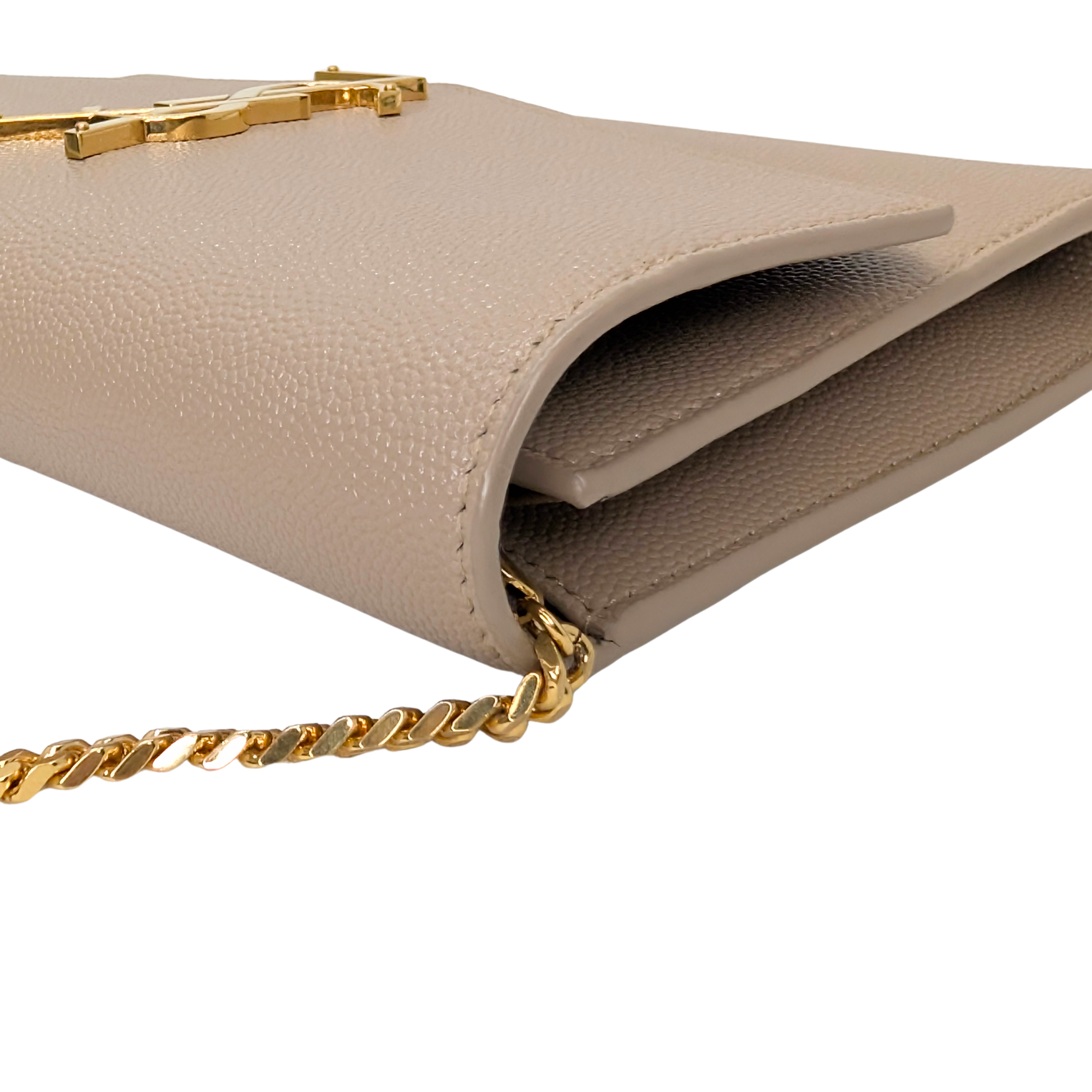 Yves Saint Laurent Uptown Wallet on Chain Dark Beige