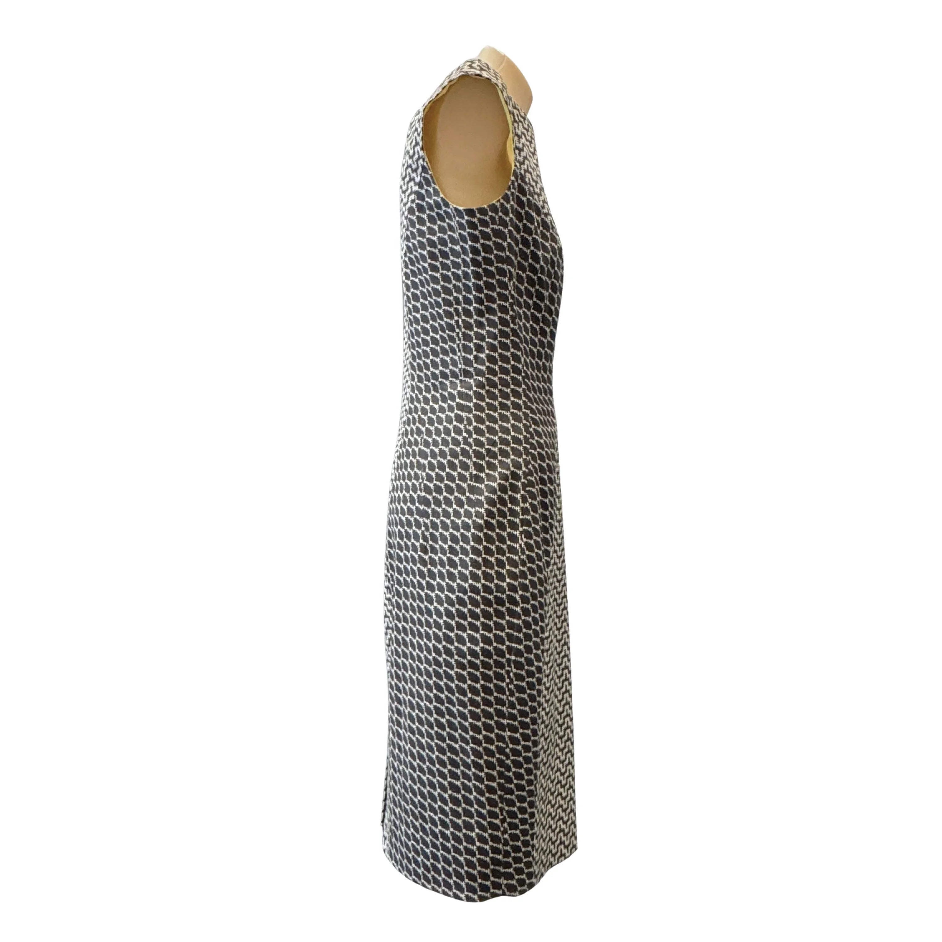 Versace Geometric Print Cap Sleeve Sheath Dress Size 40