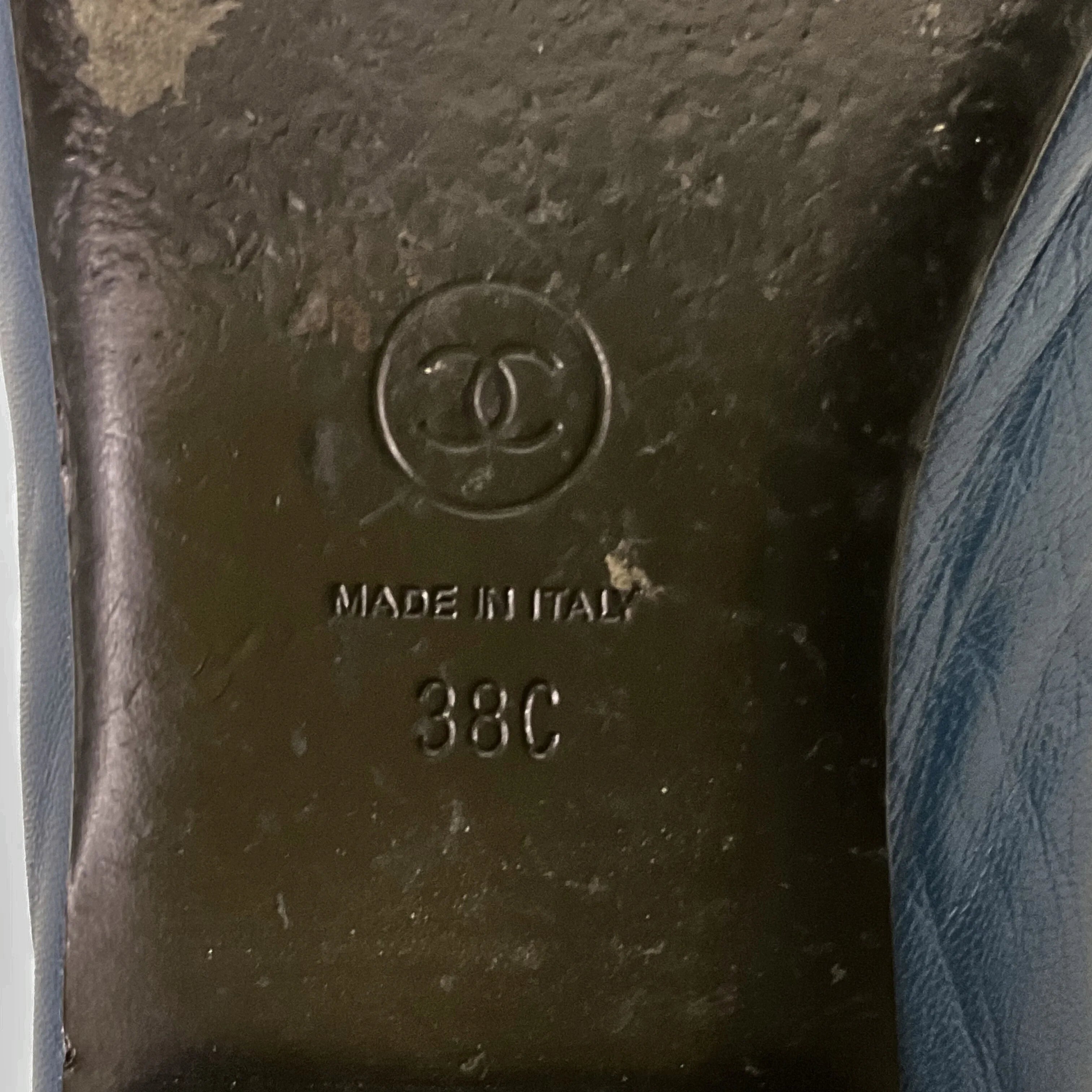 Chanel Braided Interlocking CC Loafers Blue Flats Size 38 - Lost Designer