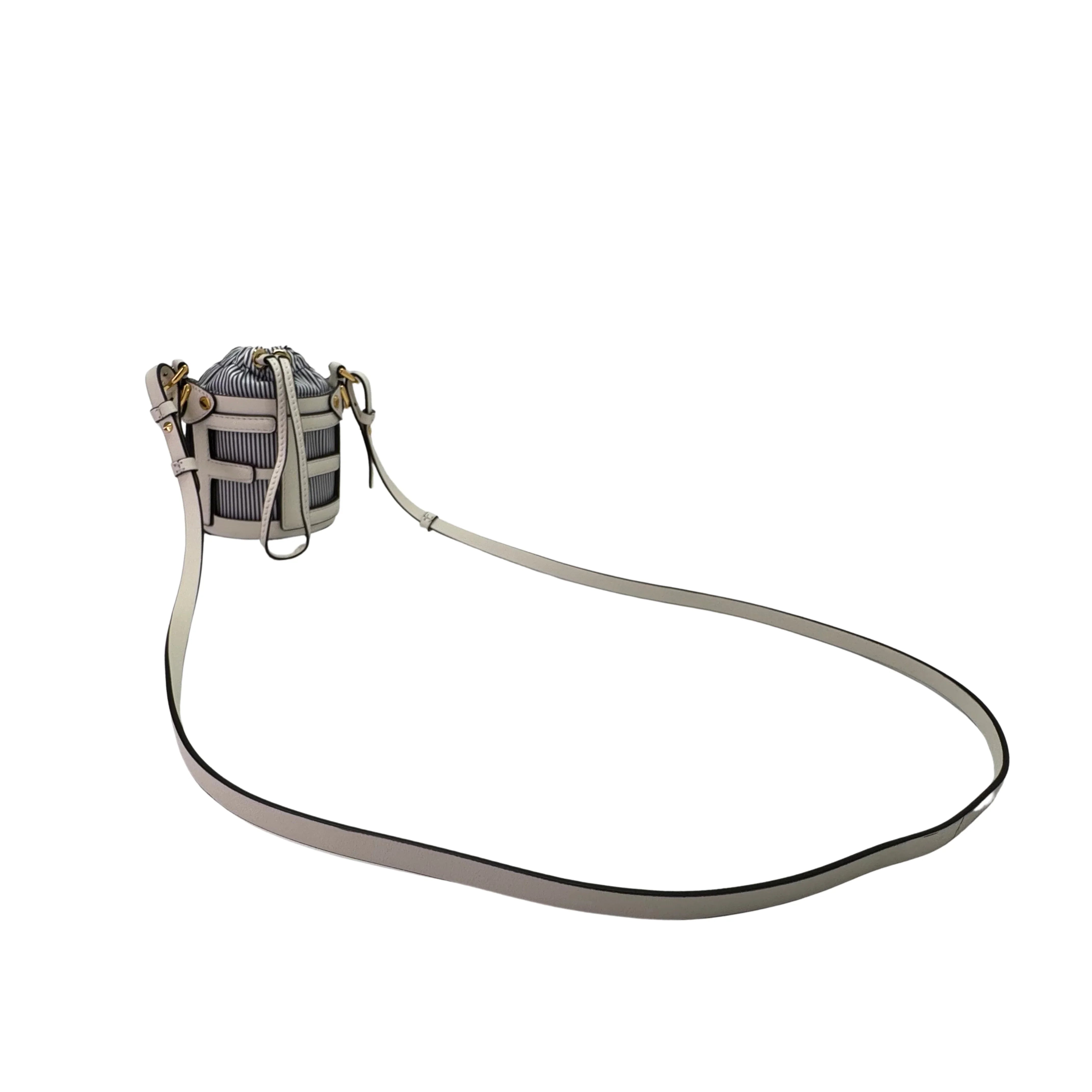 Fendi Nylon Vitello Step Out Bucket Shoulder Bag Beige Mini - Lost Designer