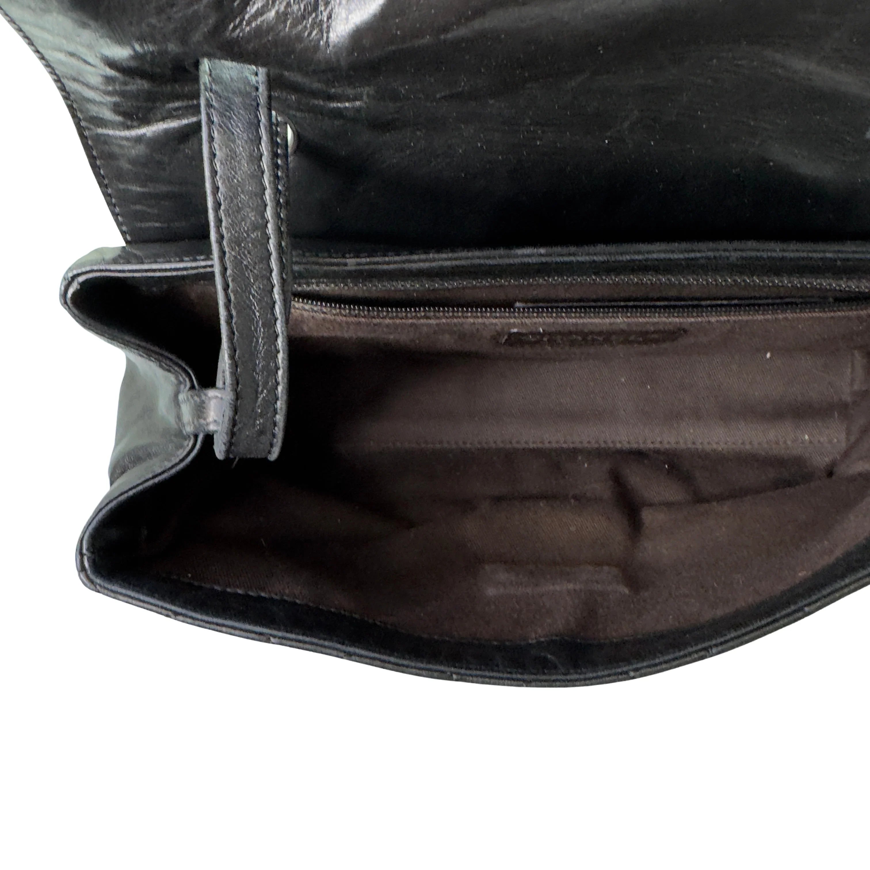 Chanel East-West Shoulder Bag Leather Black - Lost Designer