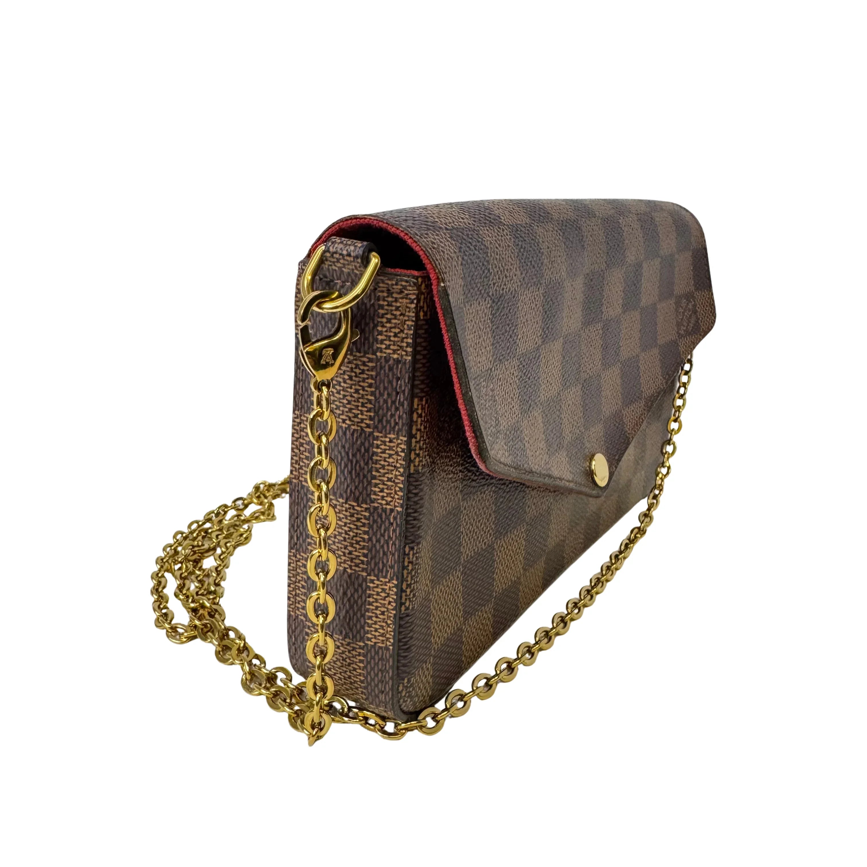 Louis Vuitton Damier Ebene Felicie Pochette Chain Wallet Bag - Lost Designer