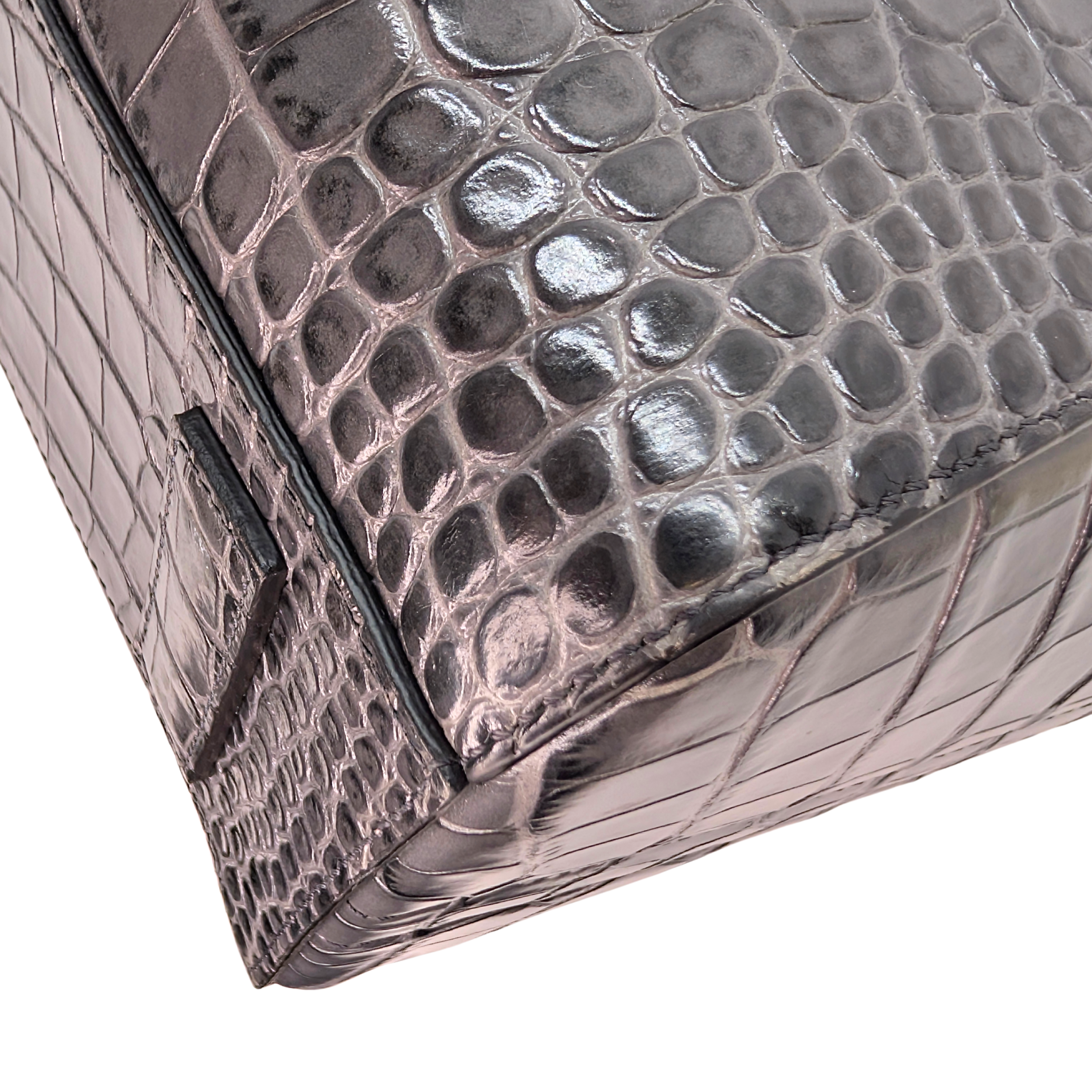 Givenchy Small Antigona Black Crocodile Embossed Bag Storm Grey