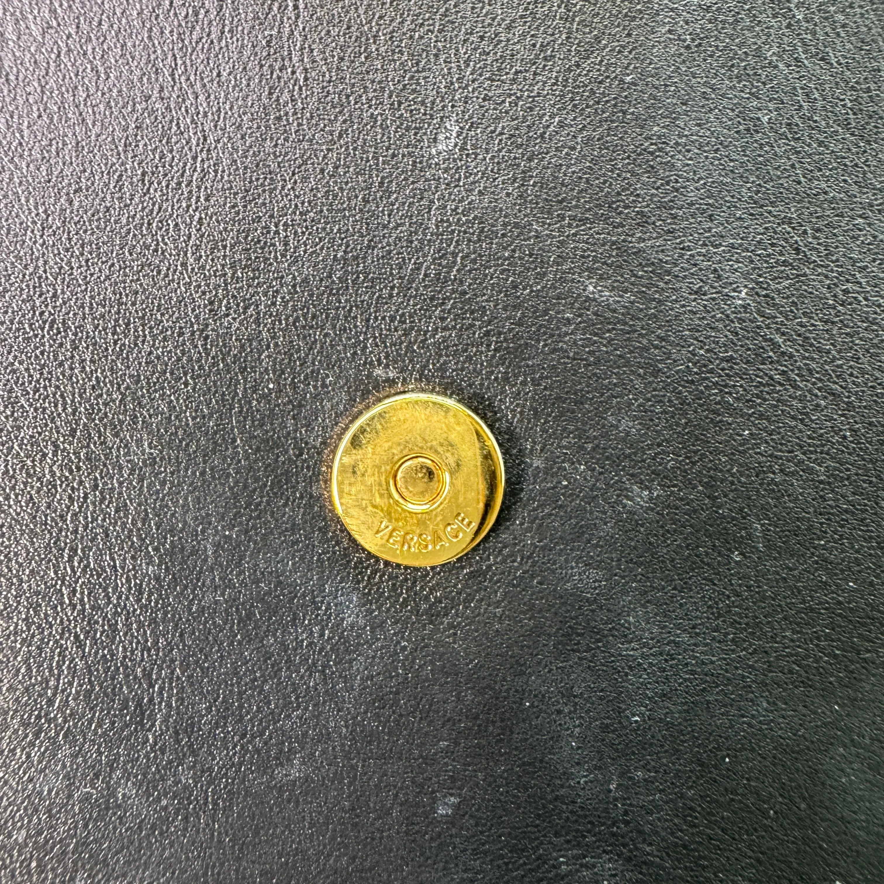 Versace Vitello Virtus Chain Clutch Brown/Black - Lost Designer