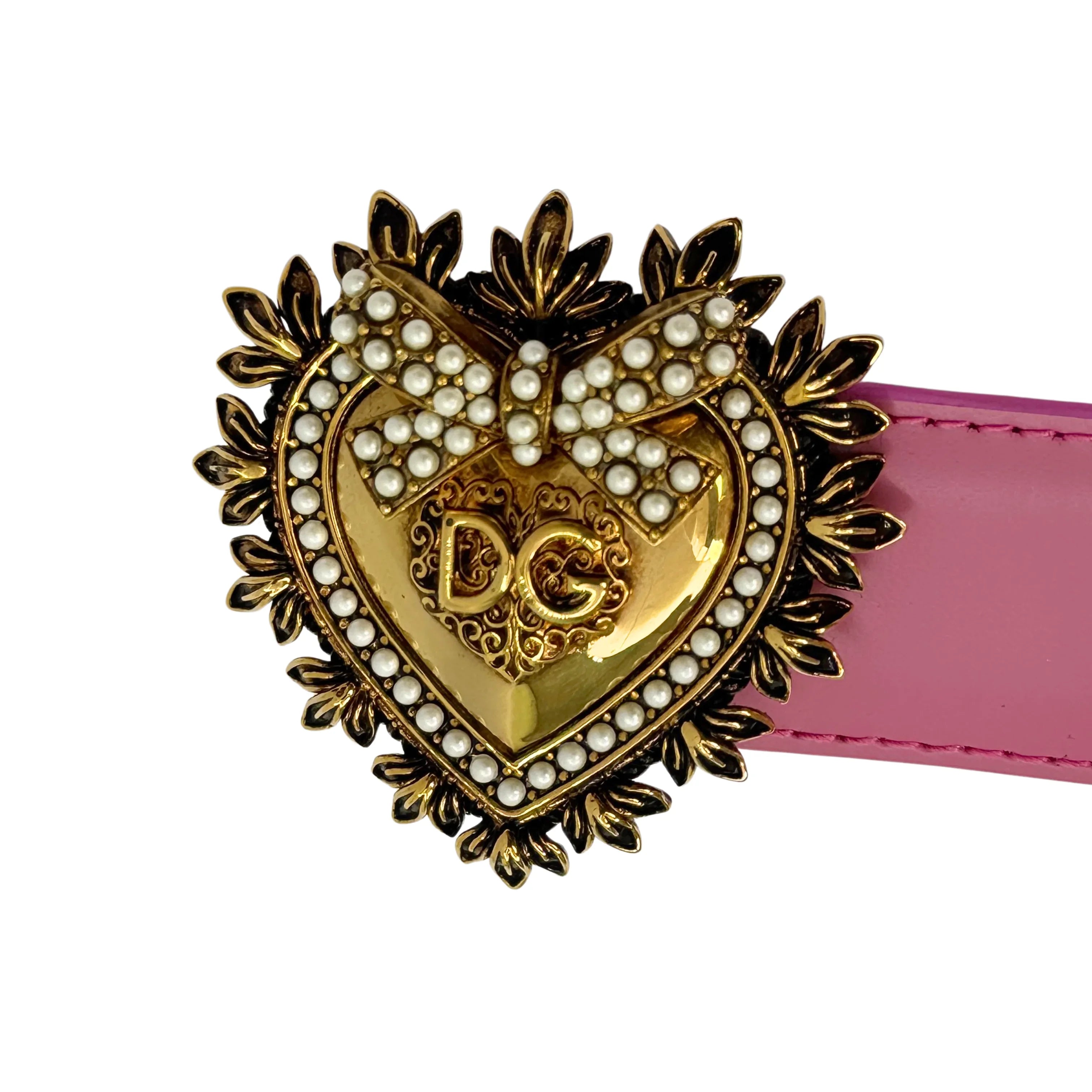 Dolce & Gabbana Devotion Belt Leather Pink - Lost Designer