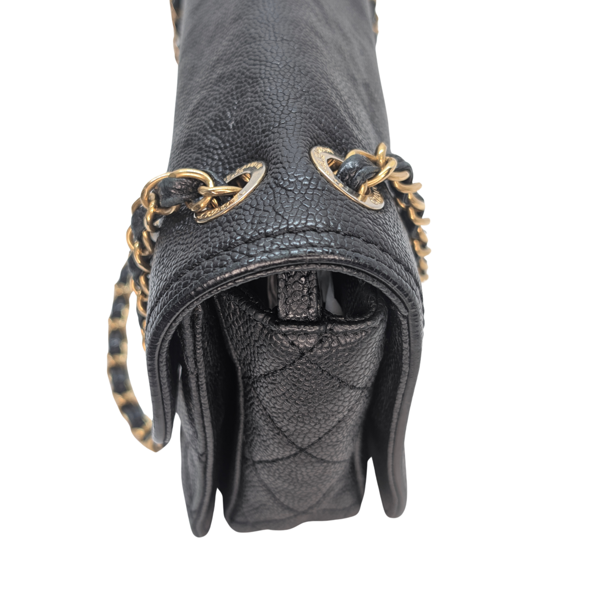 Chanel Mademoiselle 2.55 Cavier Leather Lock Flap Bag Black