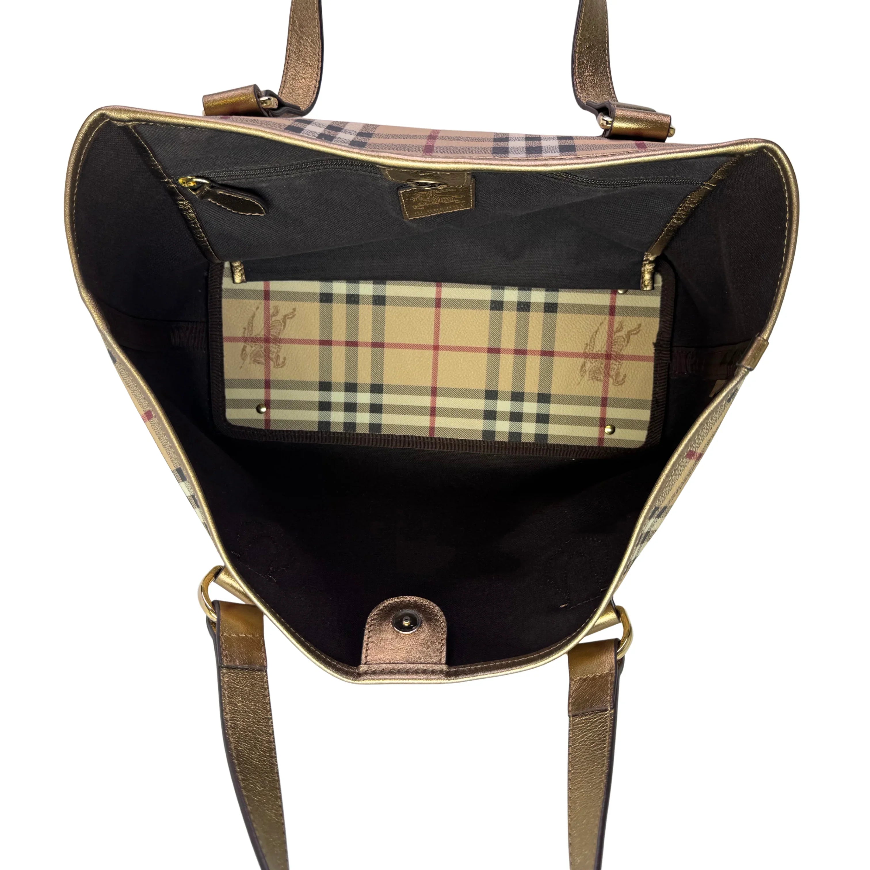 Burberry Medium Haymarket Tote Bag Beige - Lost Designer