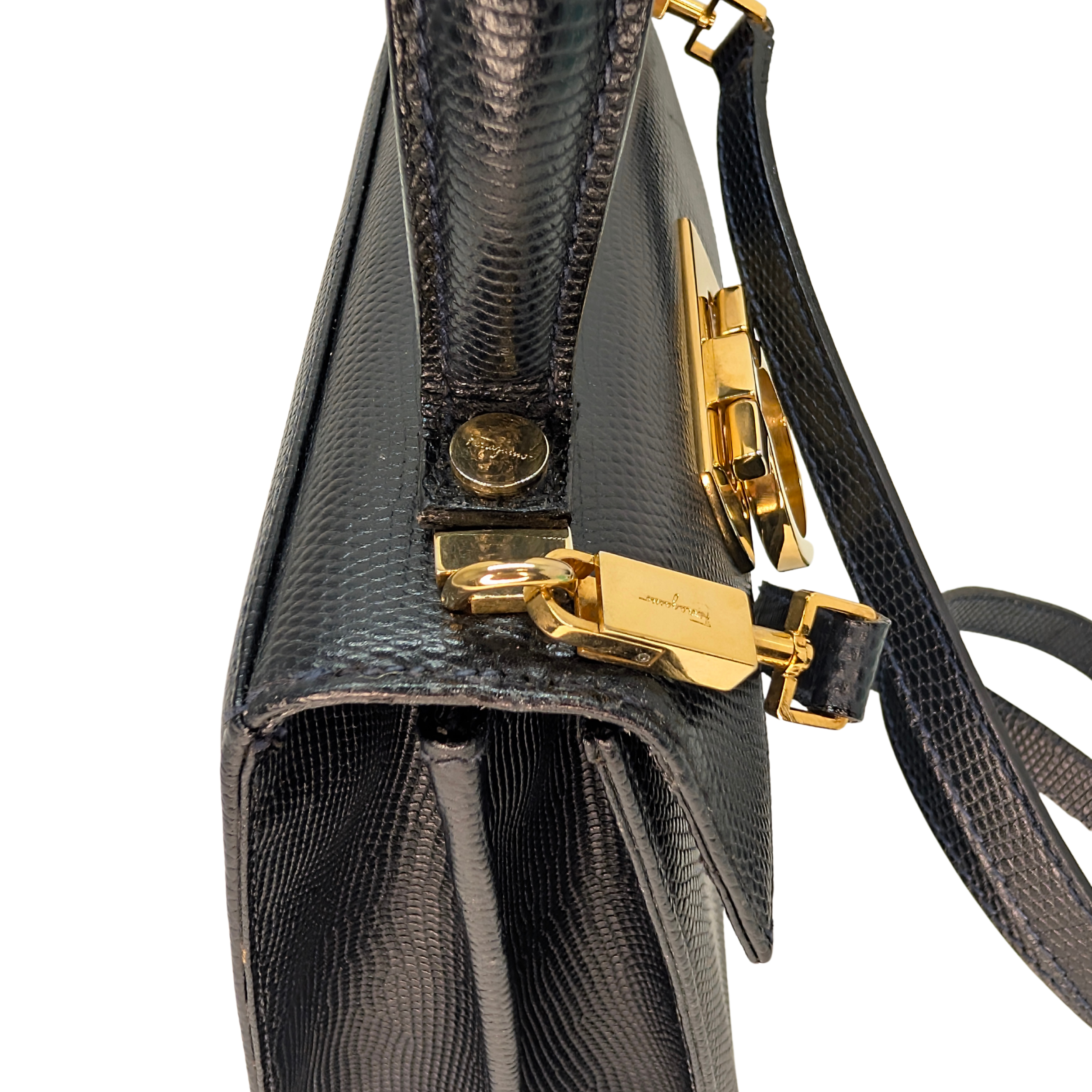 Salvatore Ferragamo Lizard Gancini Iconic Top Handle Bag