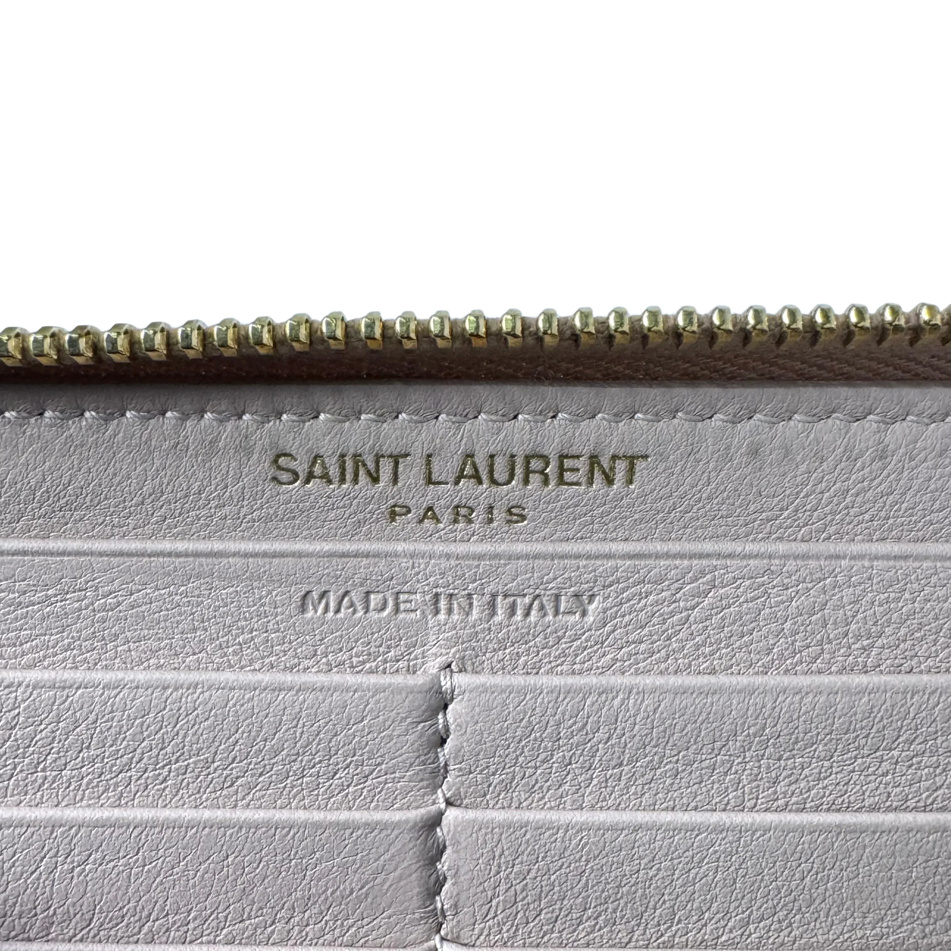 Yves Saint Laurent Smooth Calfskin Long Beige Wallet - Lost Designer