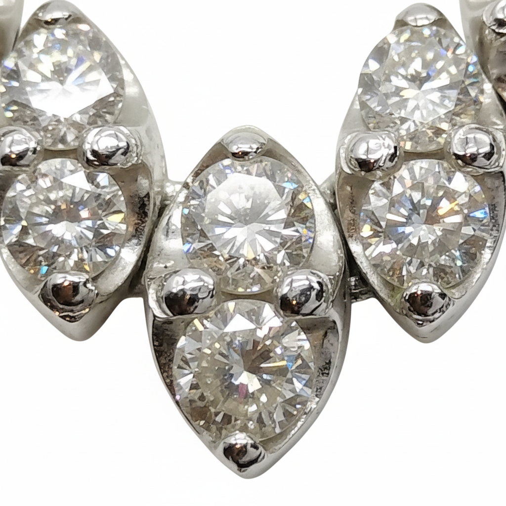 10.0ct Platinum Natural Round Brilliant Diamond Collar Necklace