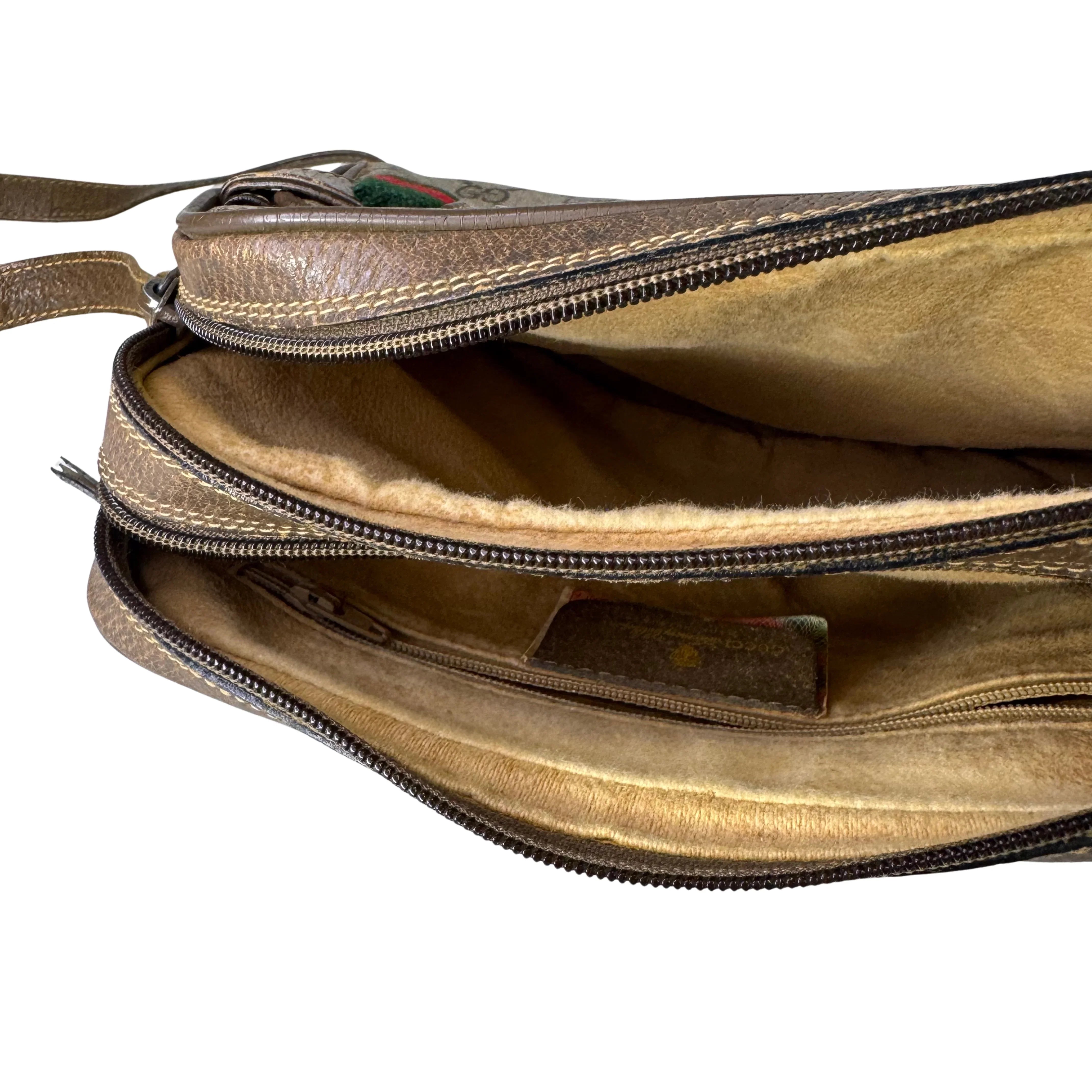 Gucci GG Supreme Crossbody Messenger Bag Beige - Lost Designer