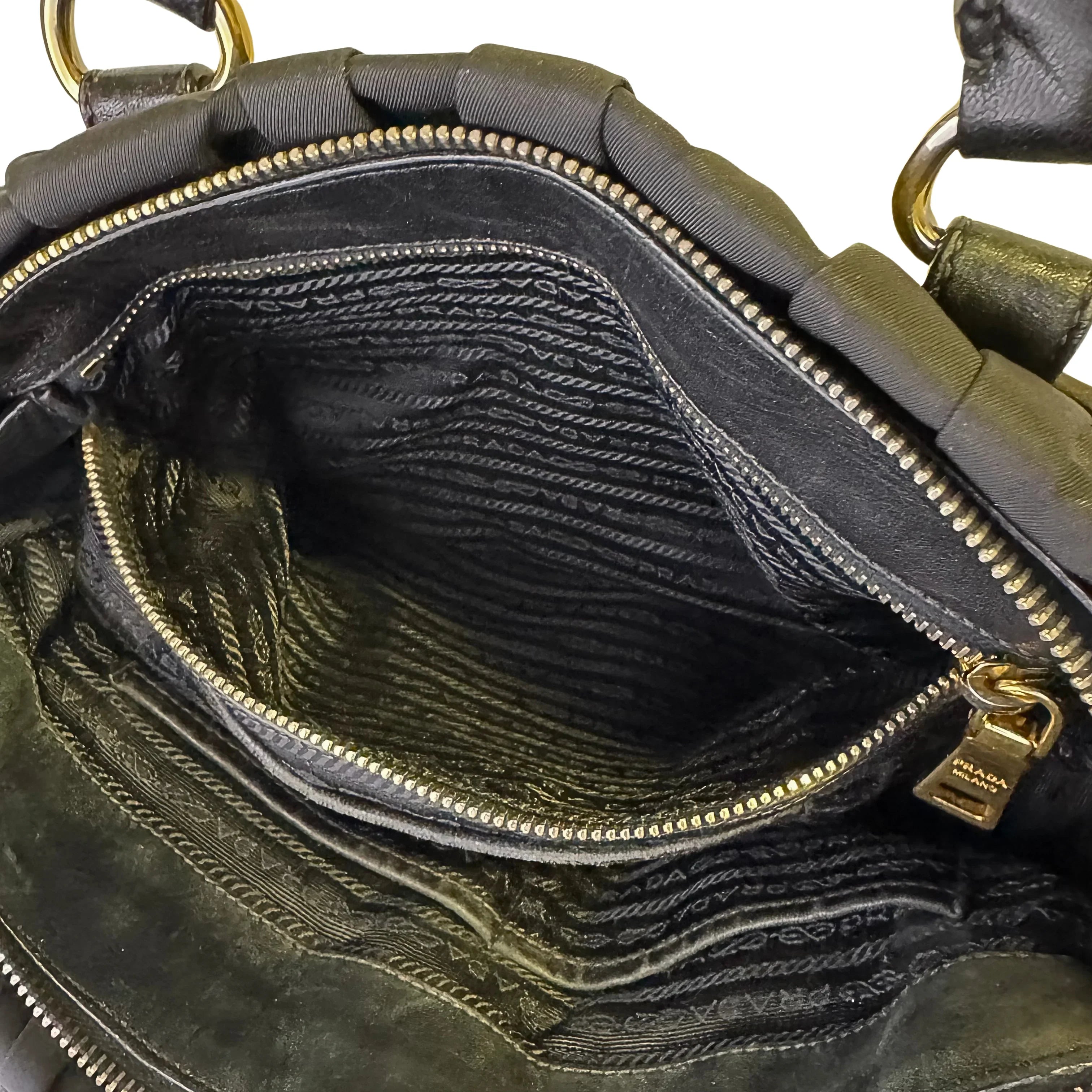 Prada Black Tessuto Nylon x Leather Tote Bag