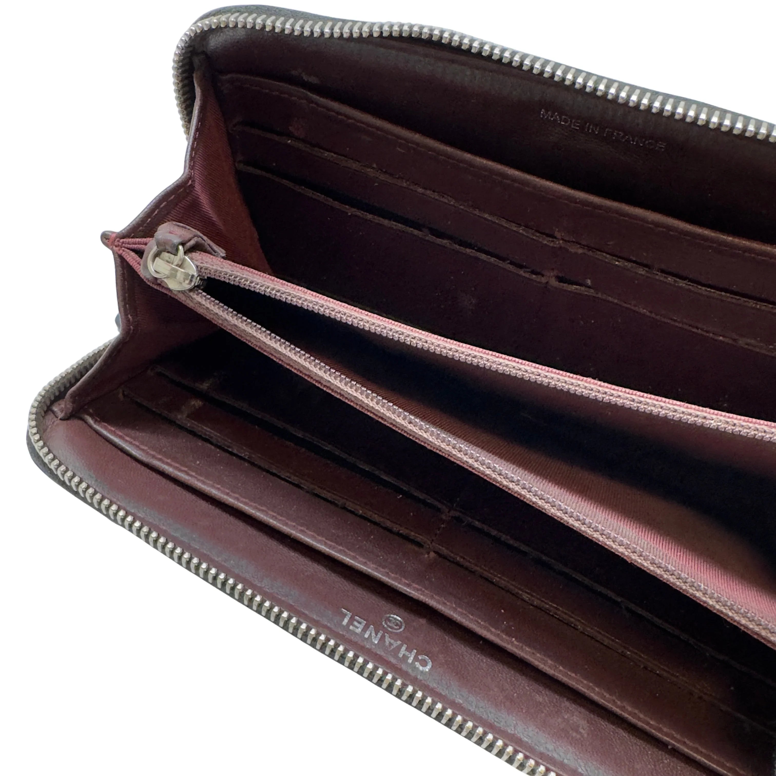 Chanel Lambskin Quilted Large Gusset Zip Around Wallet Black - Lost Designer