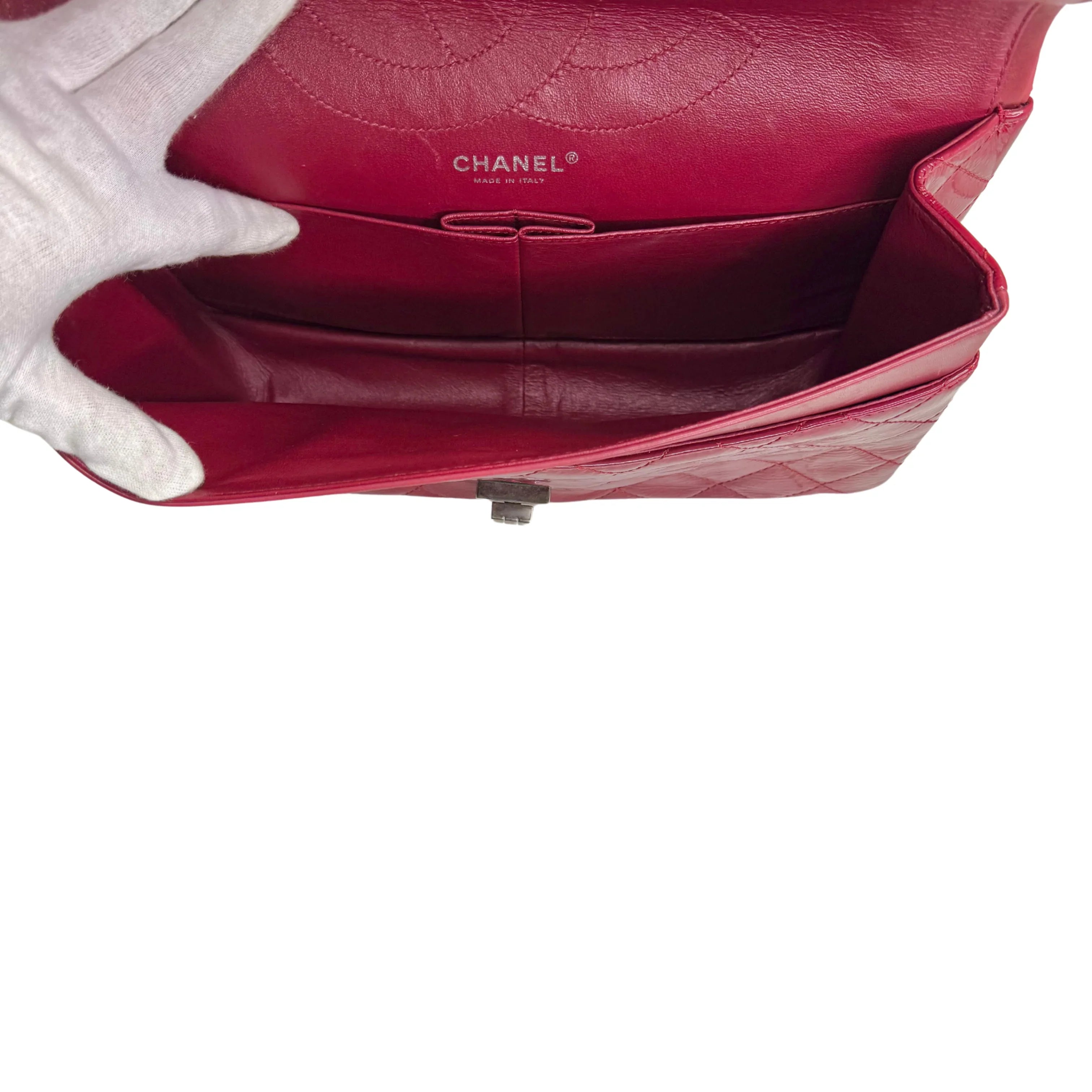 Chanel Flap Patent Calfskin Quilted 2.55 Reissue 227 Deep Red - Lost Designer