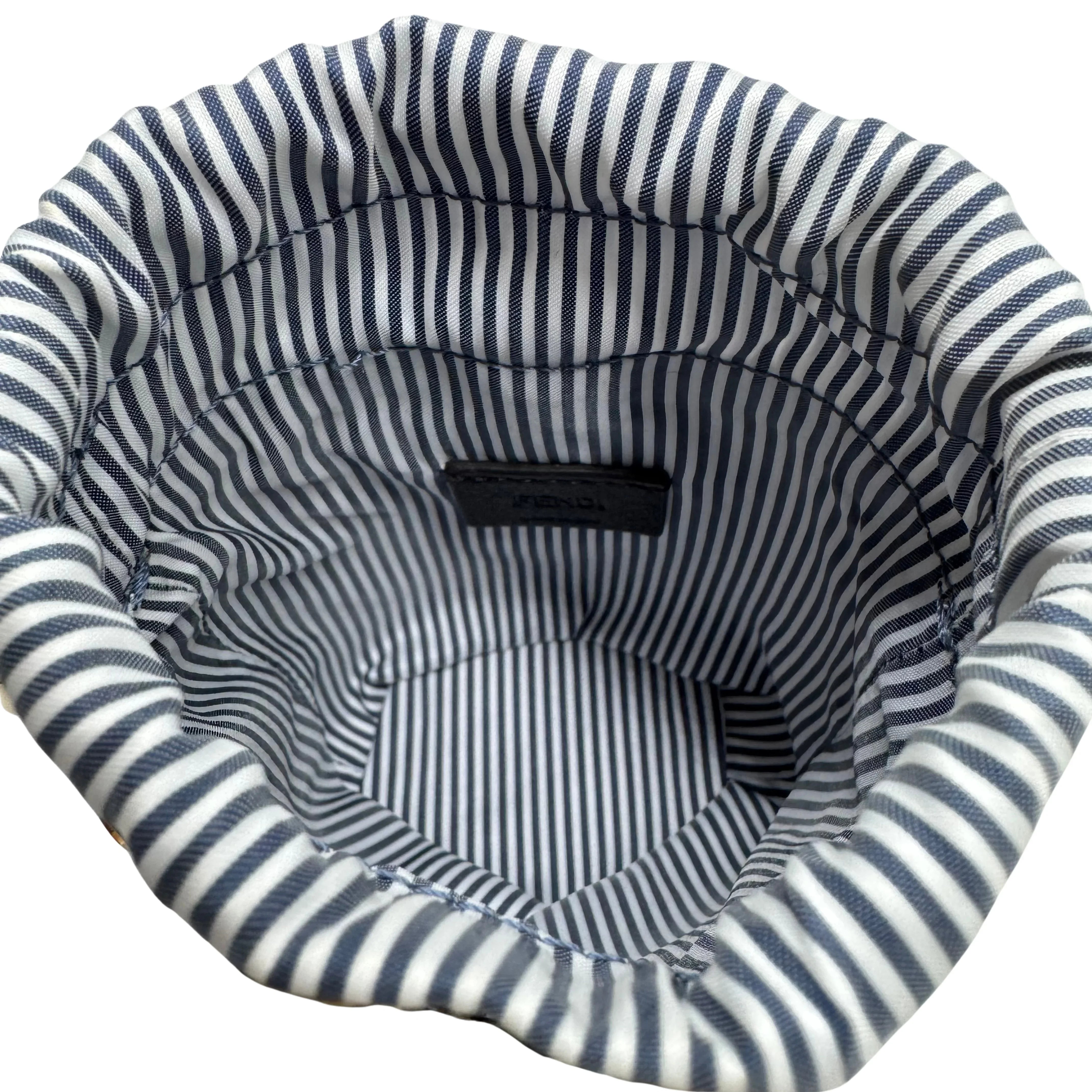 Fendi Nylon Vitello Step Out Bucket Shoulder Bag Beige Mini - Lost Designer