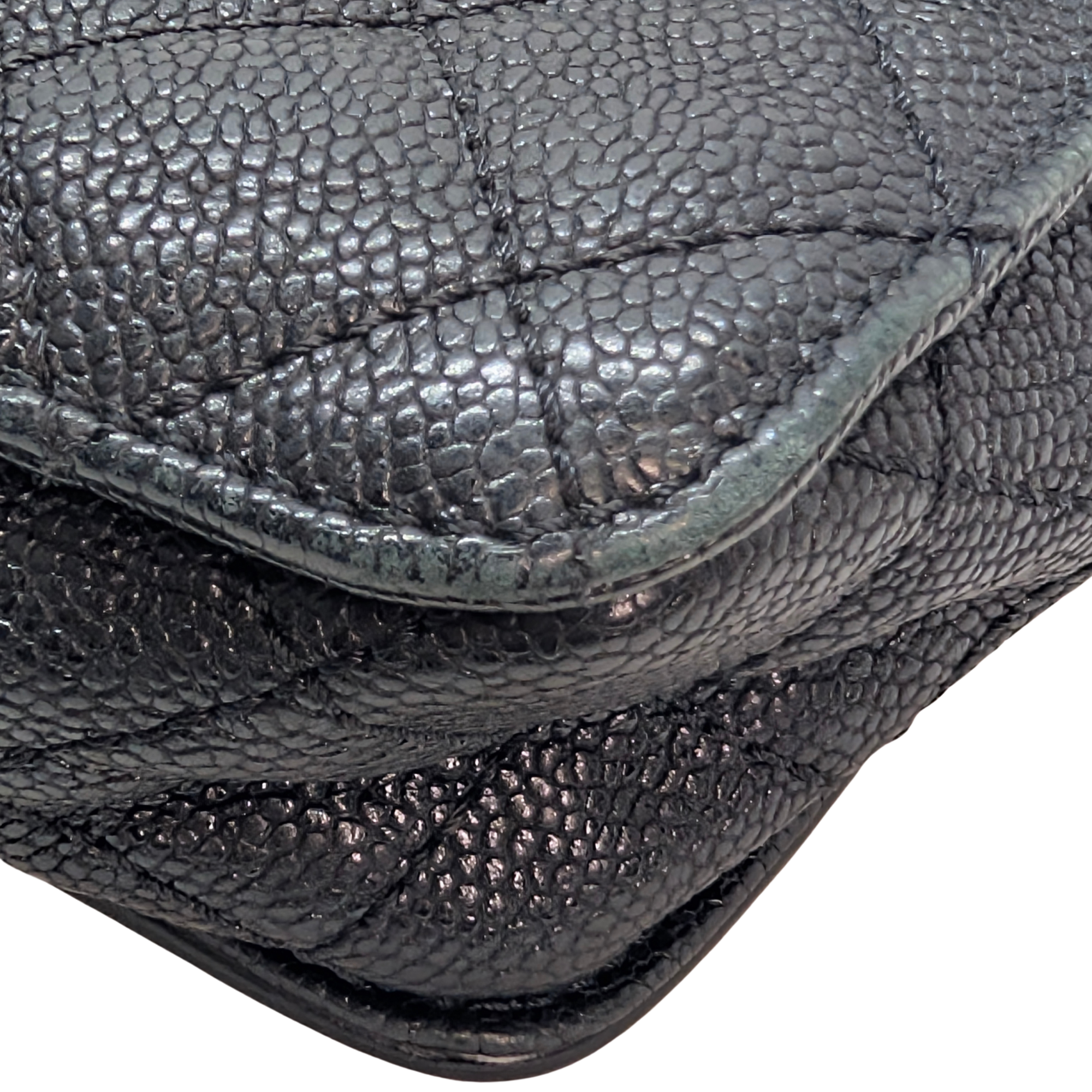 Chanel Mademoiselle 2.55 Cavier Leather Lock Flap Bag Black