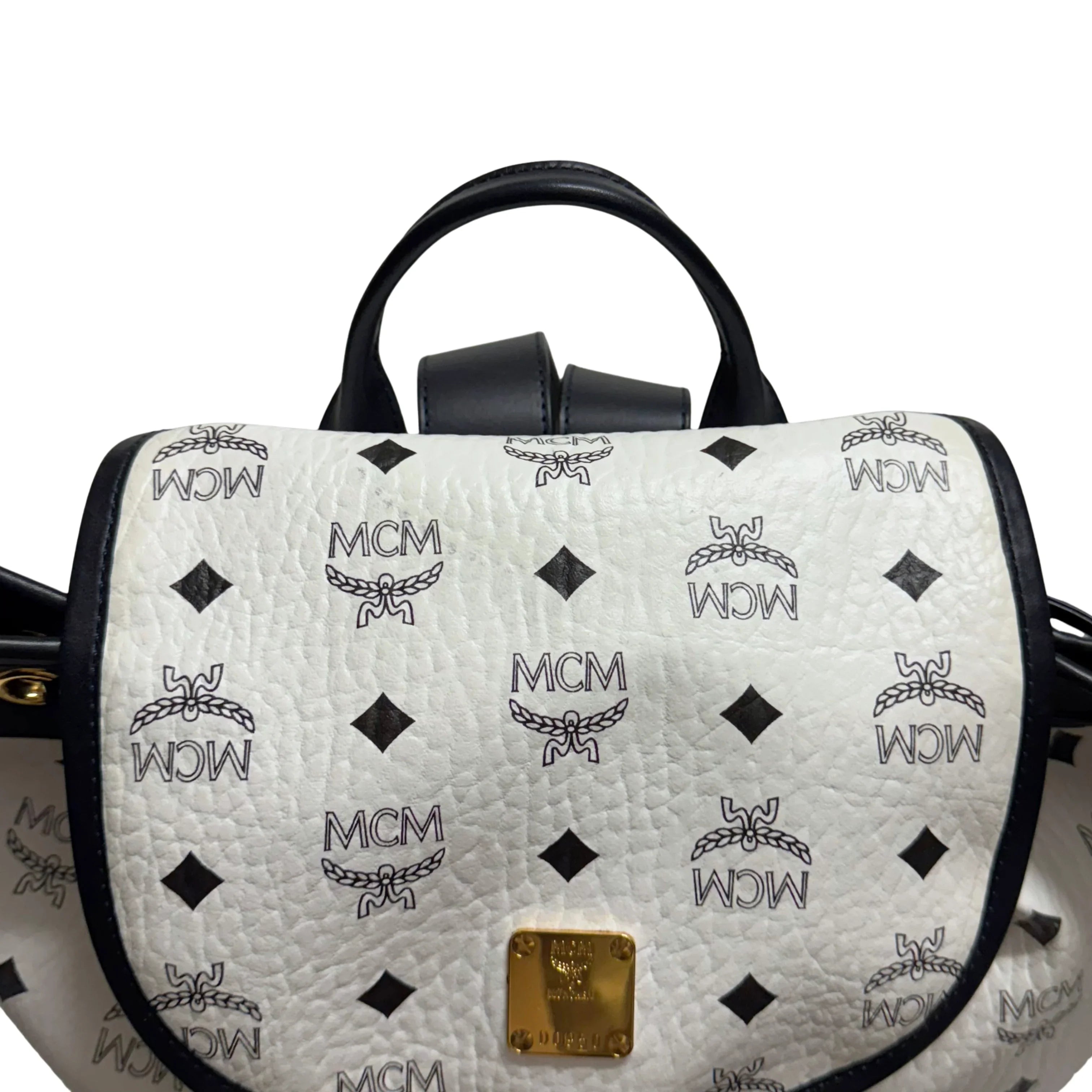 MCM Heritage Drawstring Backpack White