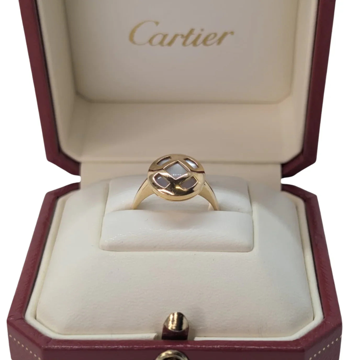 Cartier Pasha Mother Of Pearl 18K Gold Ring Size M½ - Lost Designer