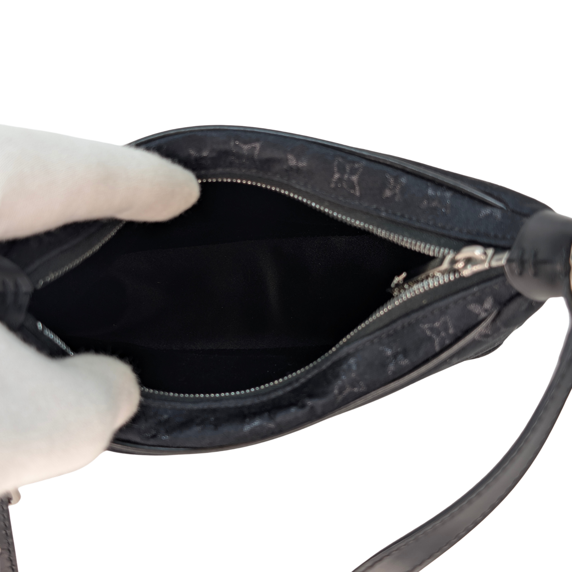 Louis Vuitton Satin Little Boulogne Monogram Bag Black