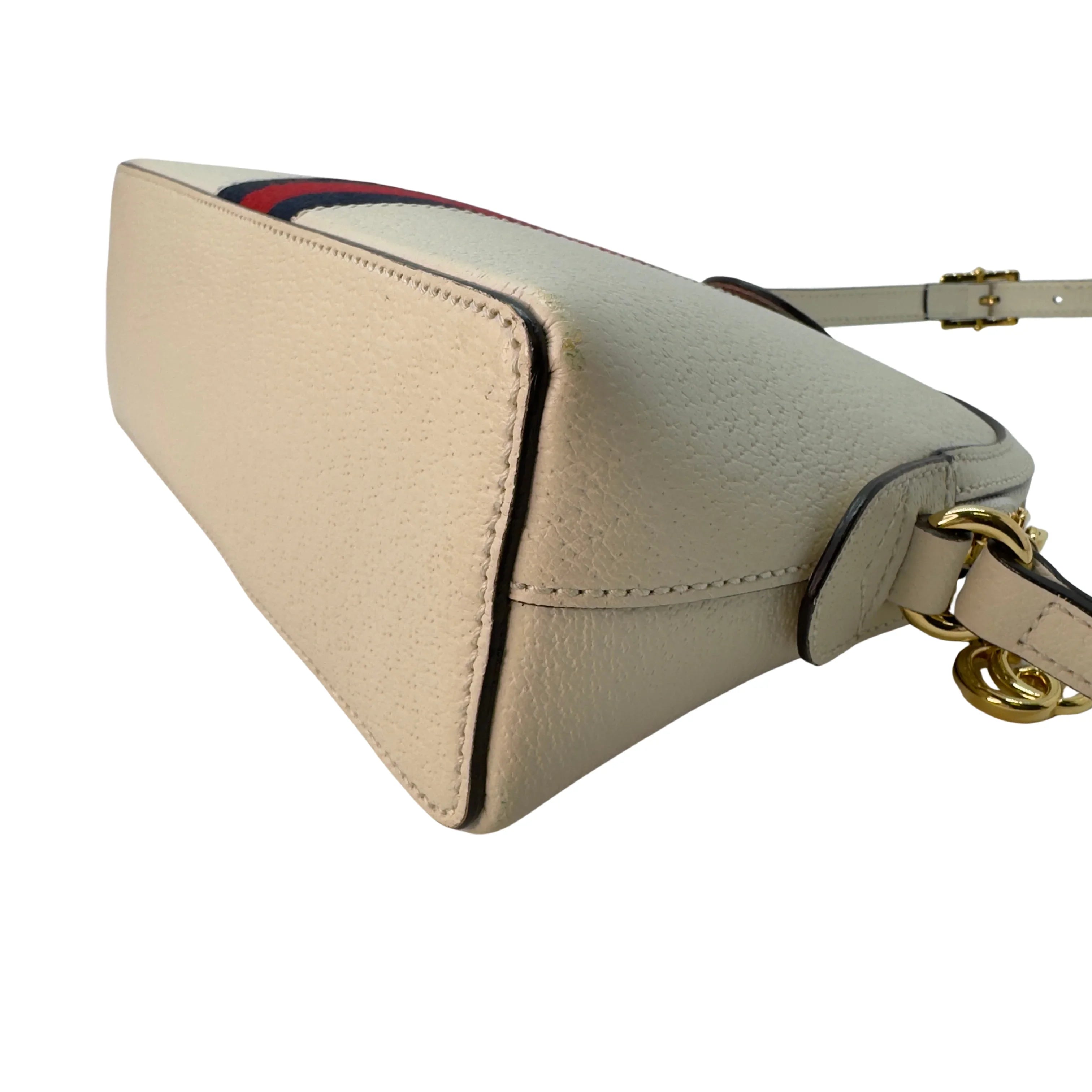 Gucci Textured Dollar Small Ophidia Dome Shoulder Bag Beige - Lost Designer