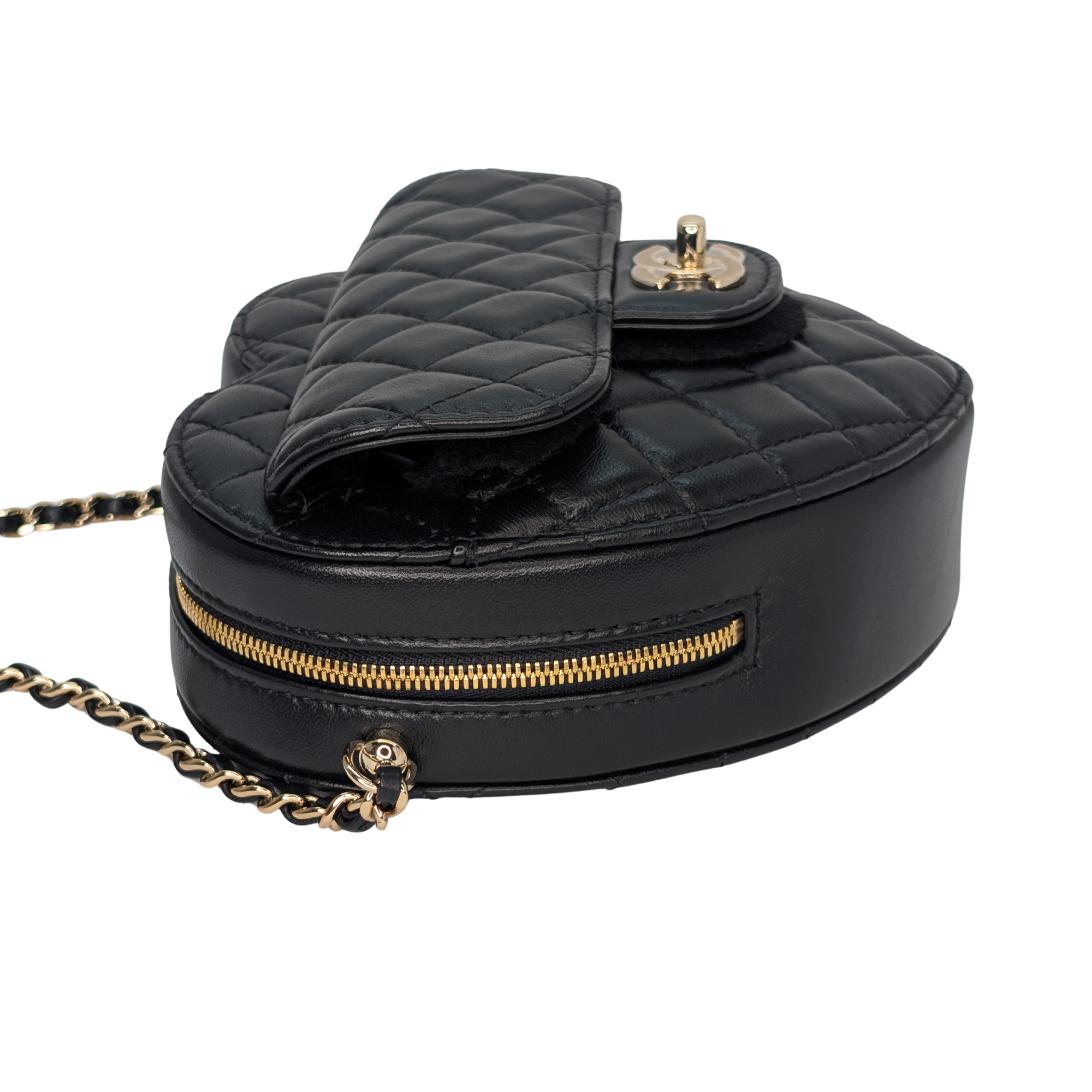 Chanel Quilted CC In Love Heart Bag Black