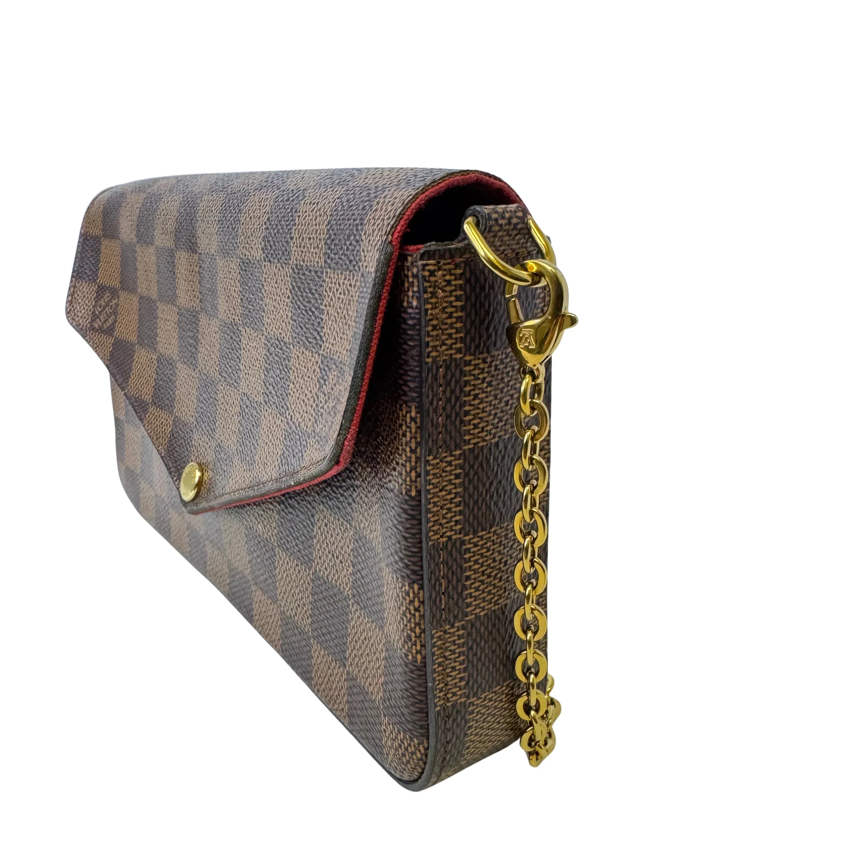 Louis Vuitton Damier Ebene Felicie Pochette Chain Wallet Bag - Lost Designer