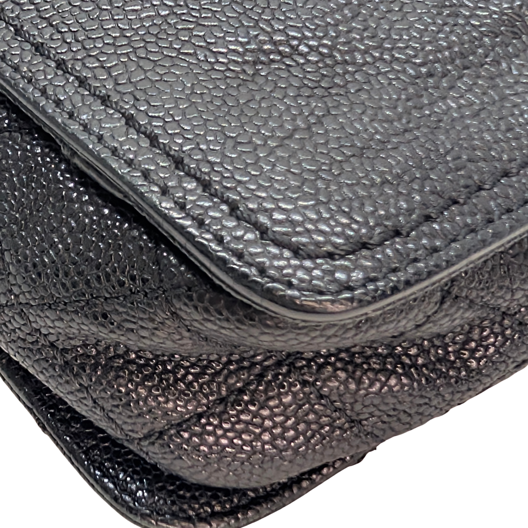 Chanel Mademoiselle 2.55 Cavier Leather Lock Flap Bag Black