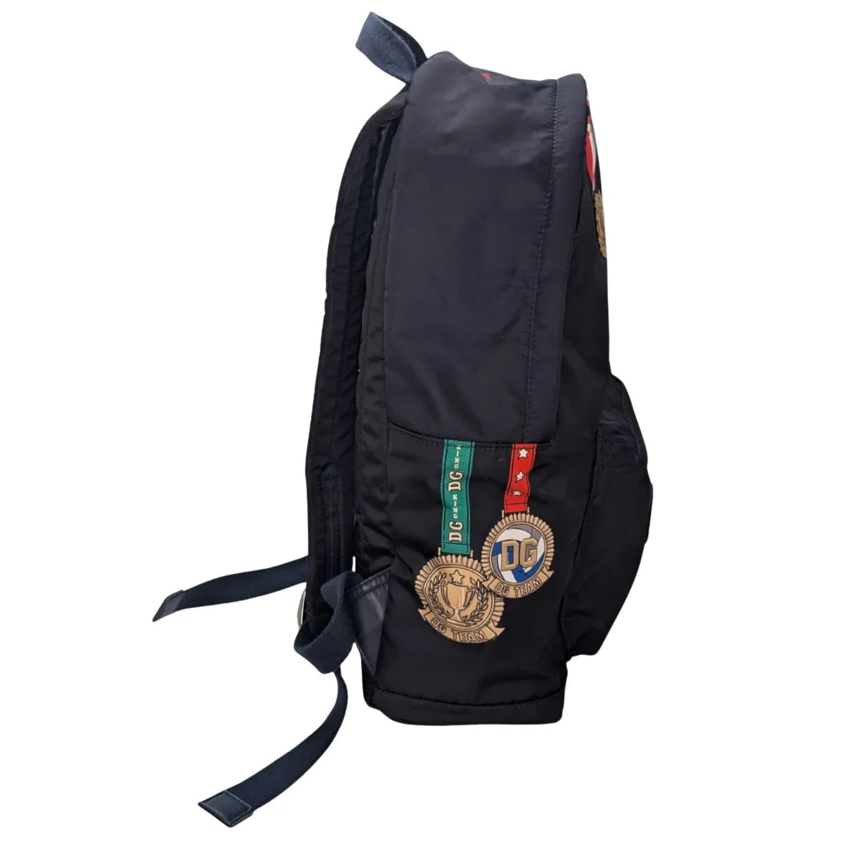 Dolce & Gabbana Backpack With Medal Print Nylon Navy Blue - Lost Designer