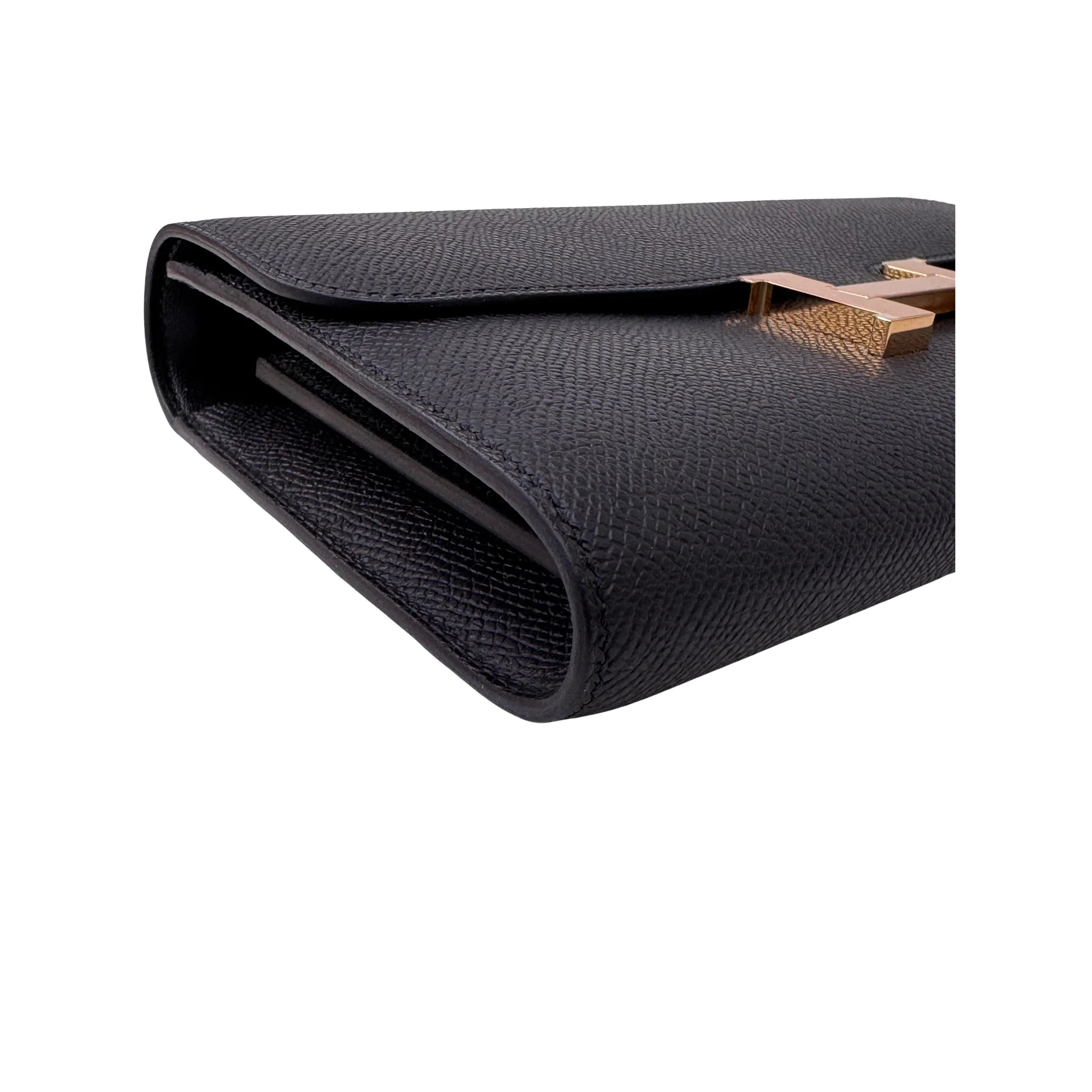 Hermes Epsom Constance To Go Black Wallet Crossbody Bag - Lost Designer