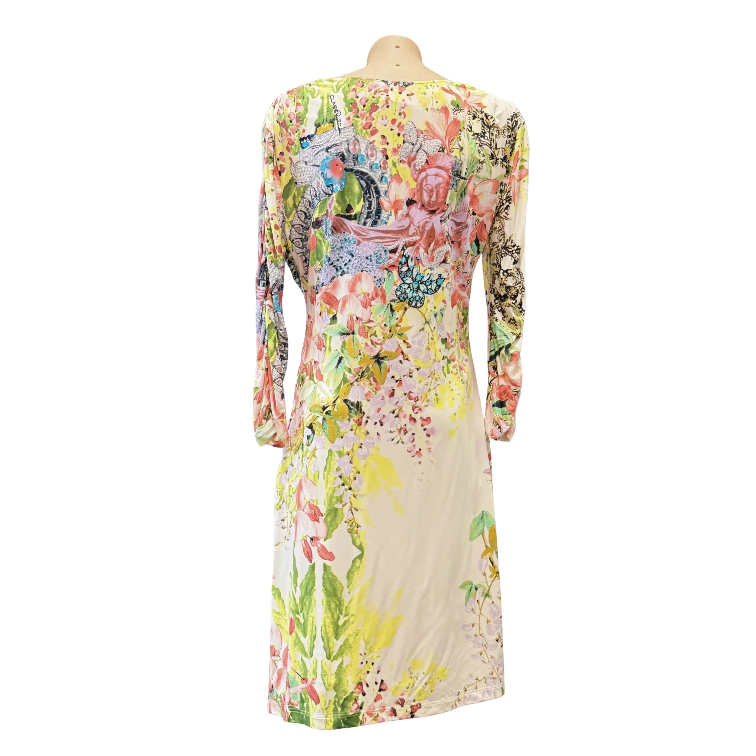 Roberto Cavalli Class Floral Dress 38 White Multicolour - Lost Designer
