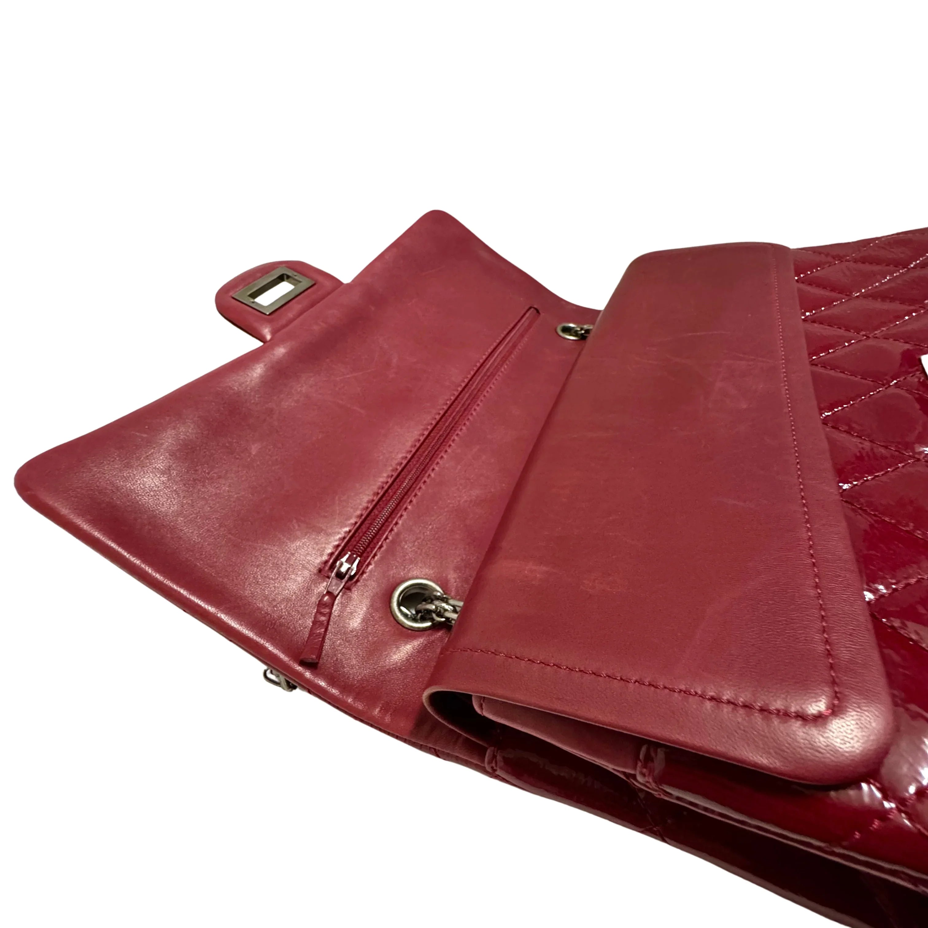Chanel Flap Patent Calfskin Quilted 2.55 Reissue 227 Deep Red - Lost Designer