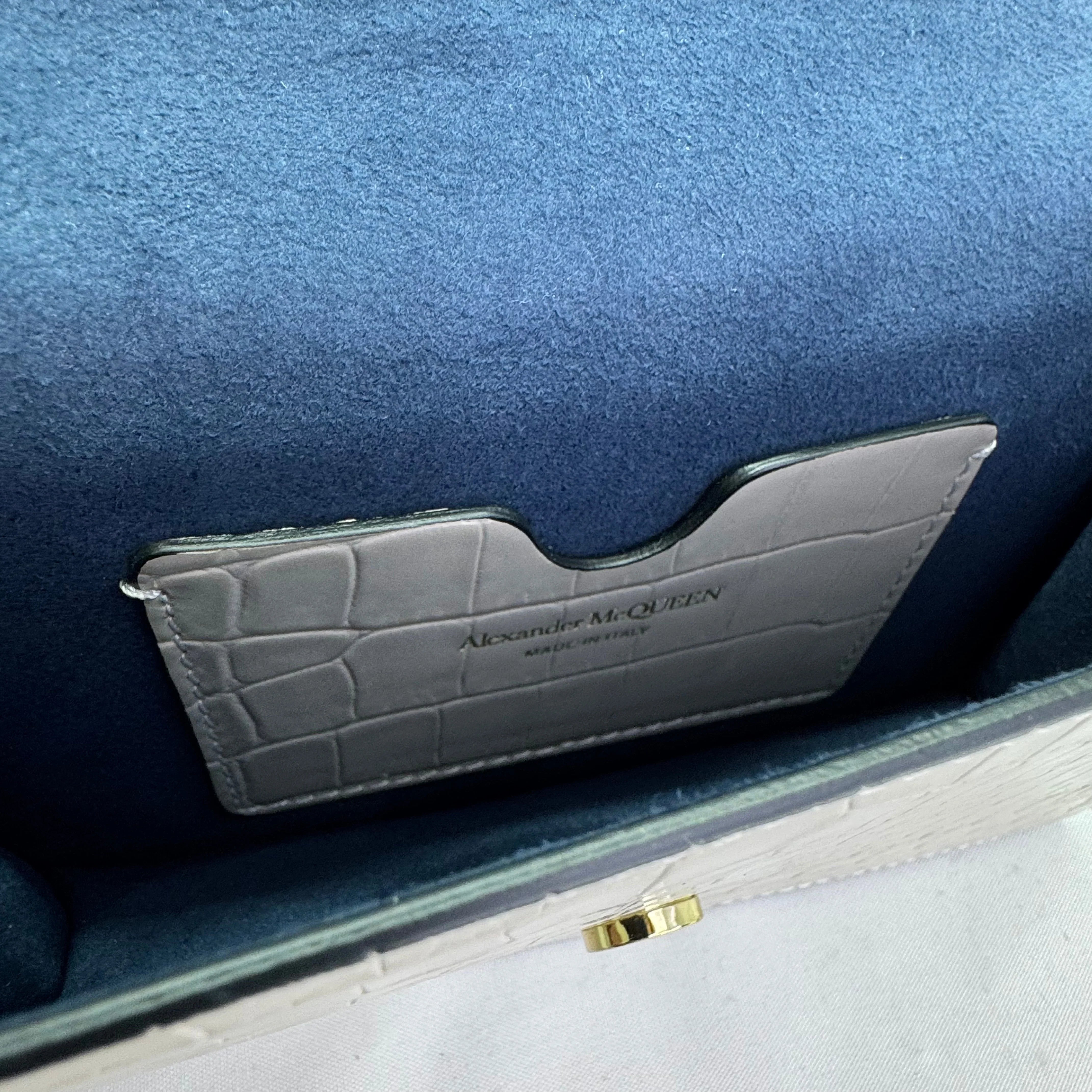 Alexander McQueen Skull Crossbody Bag Leather Grey White - Lost Designer