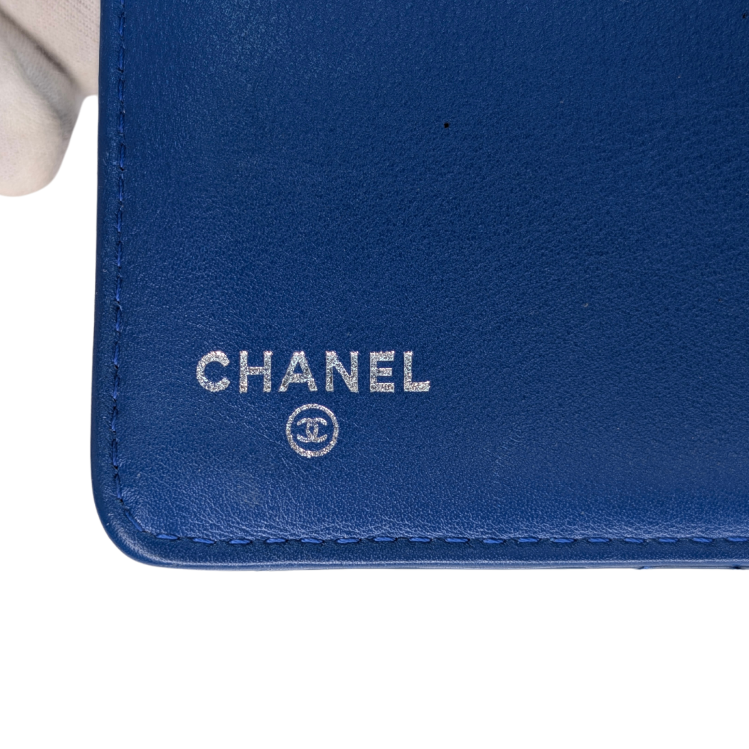 Chanel CC Quilted Patent Leather Flap Long Wallet Blue