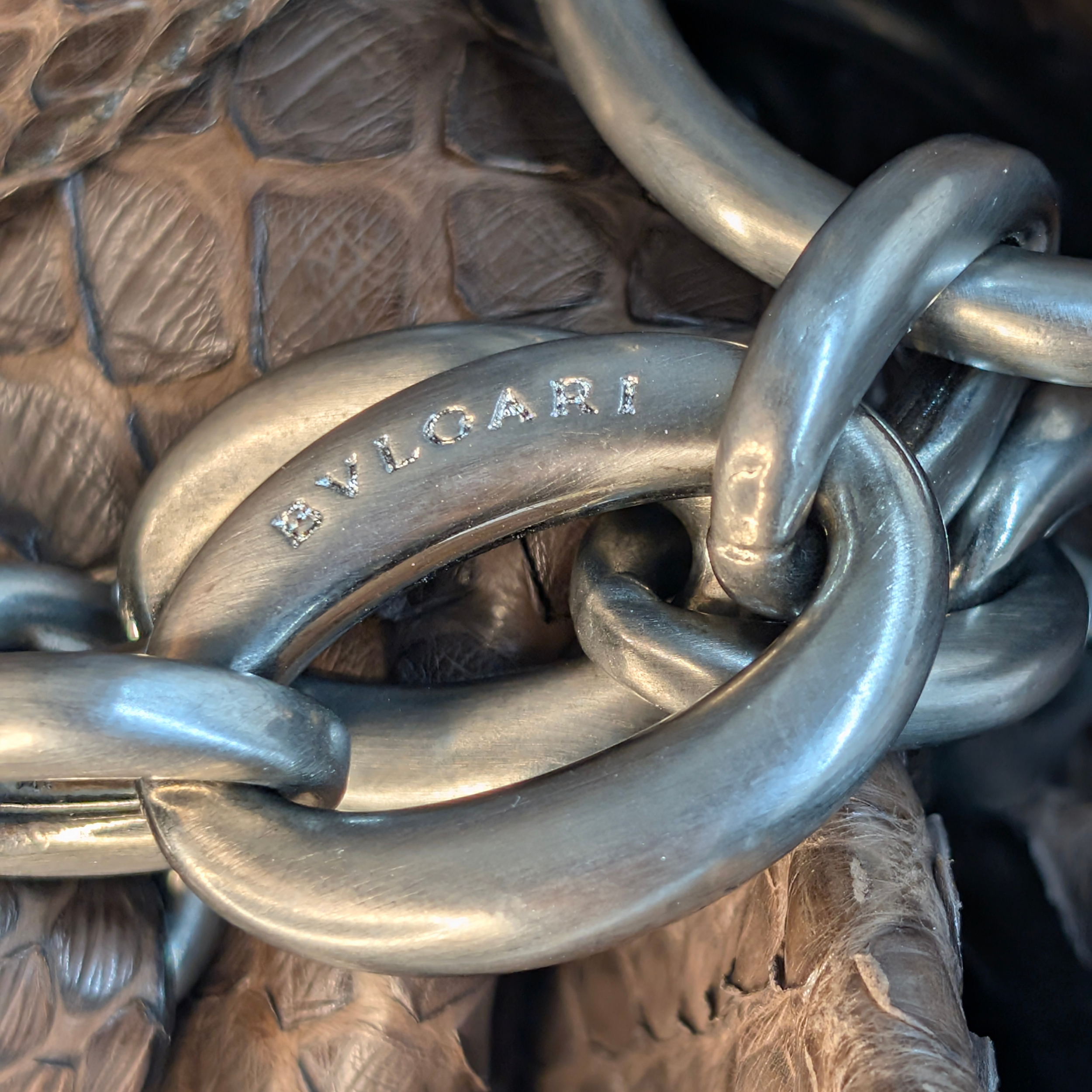 Bvlgari Limited Edition Brown Python Leather Chain Shoulder Bag