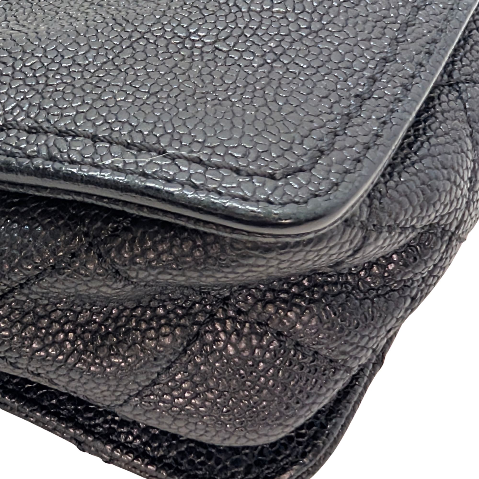 Chanel Mademoiselle 2.55 Cavier Leather Lock Flap Bag Black