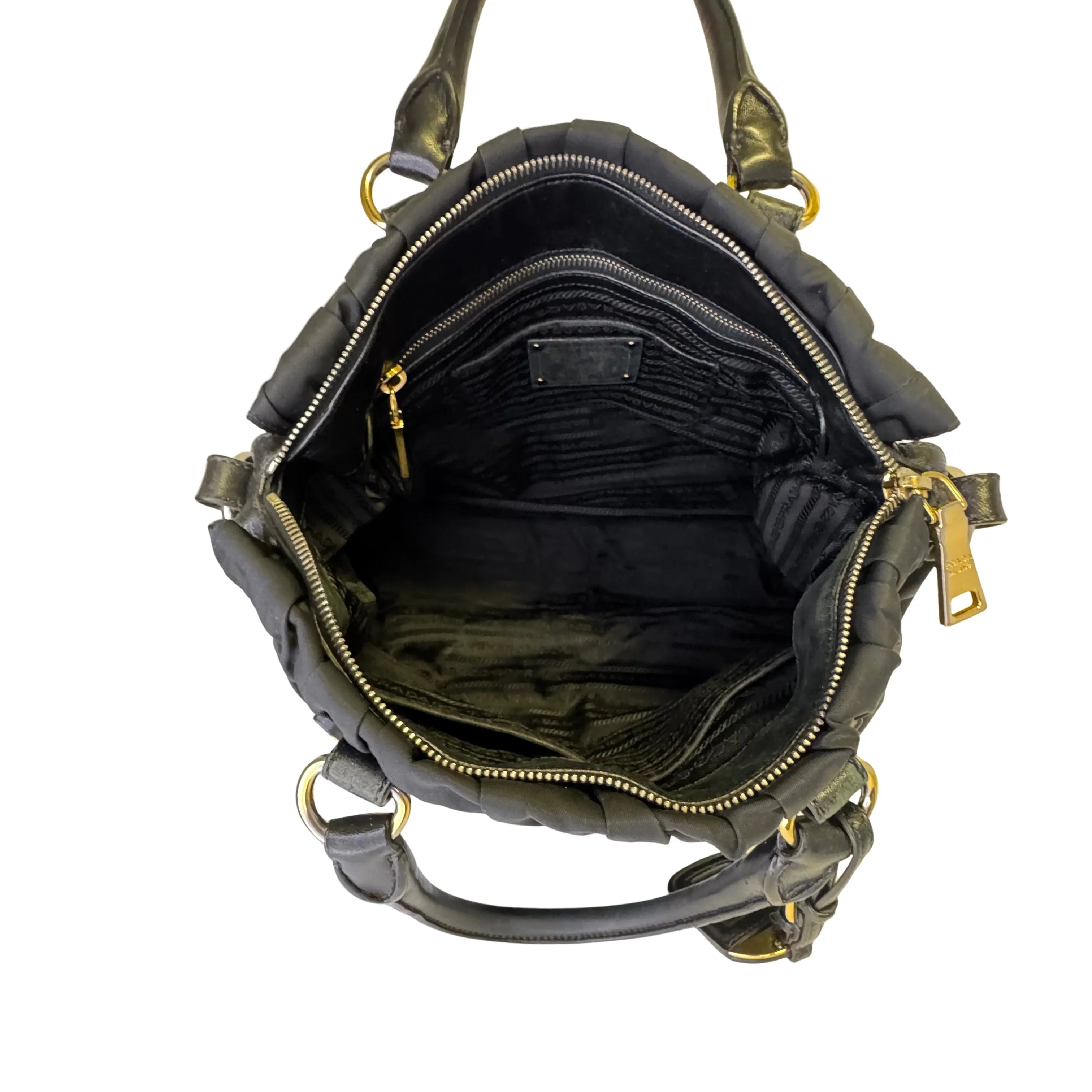 Prada Black Tessuto Nylon x Leather Tote Bag
