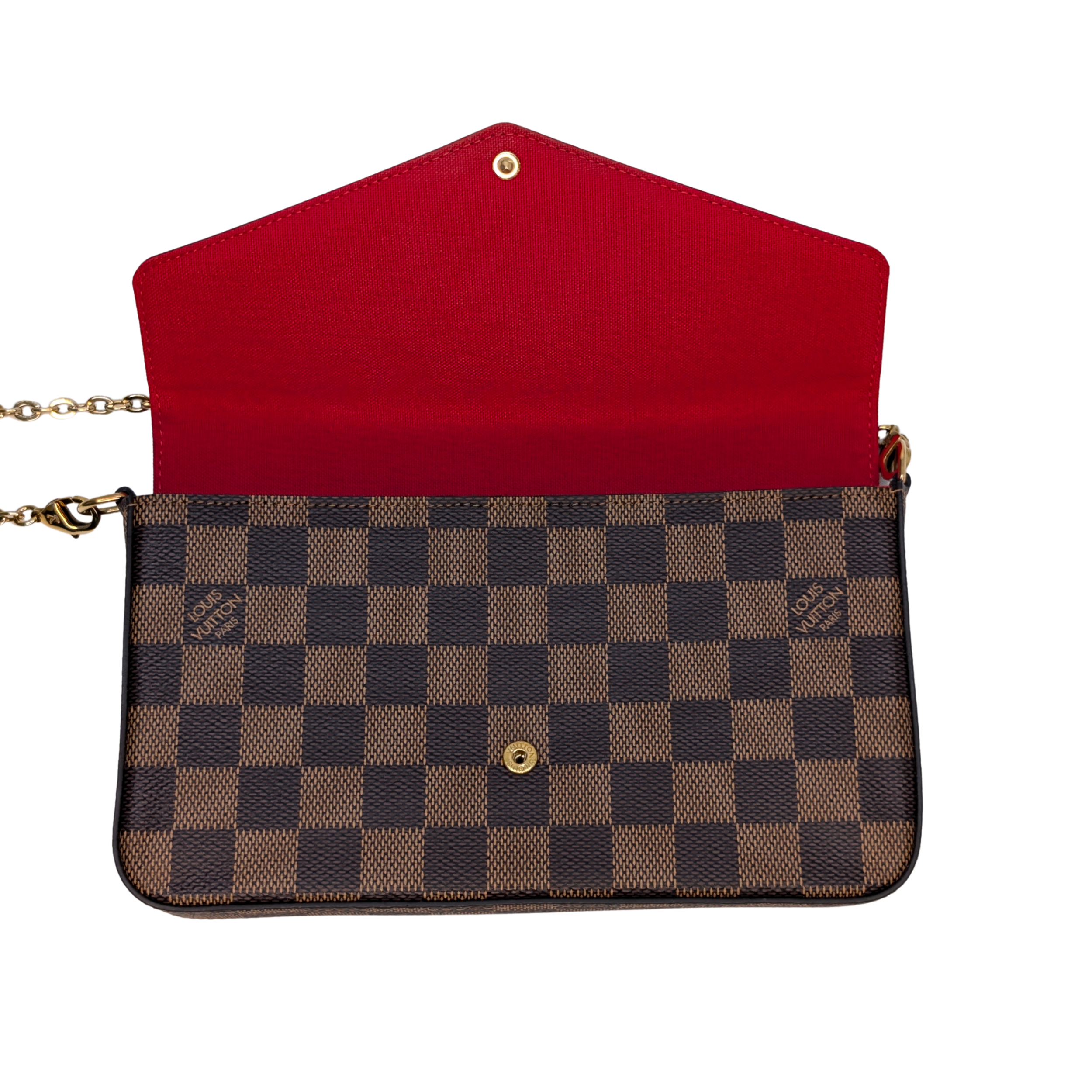 Louis Vuitton Damier Ebene Felicie Pochette Chain Wallet Bag