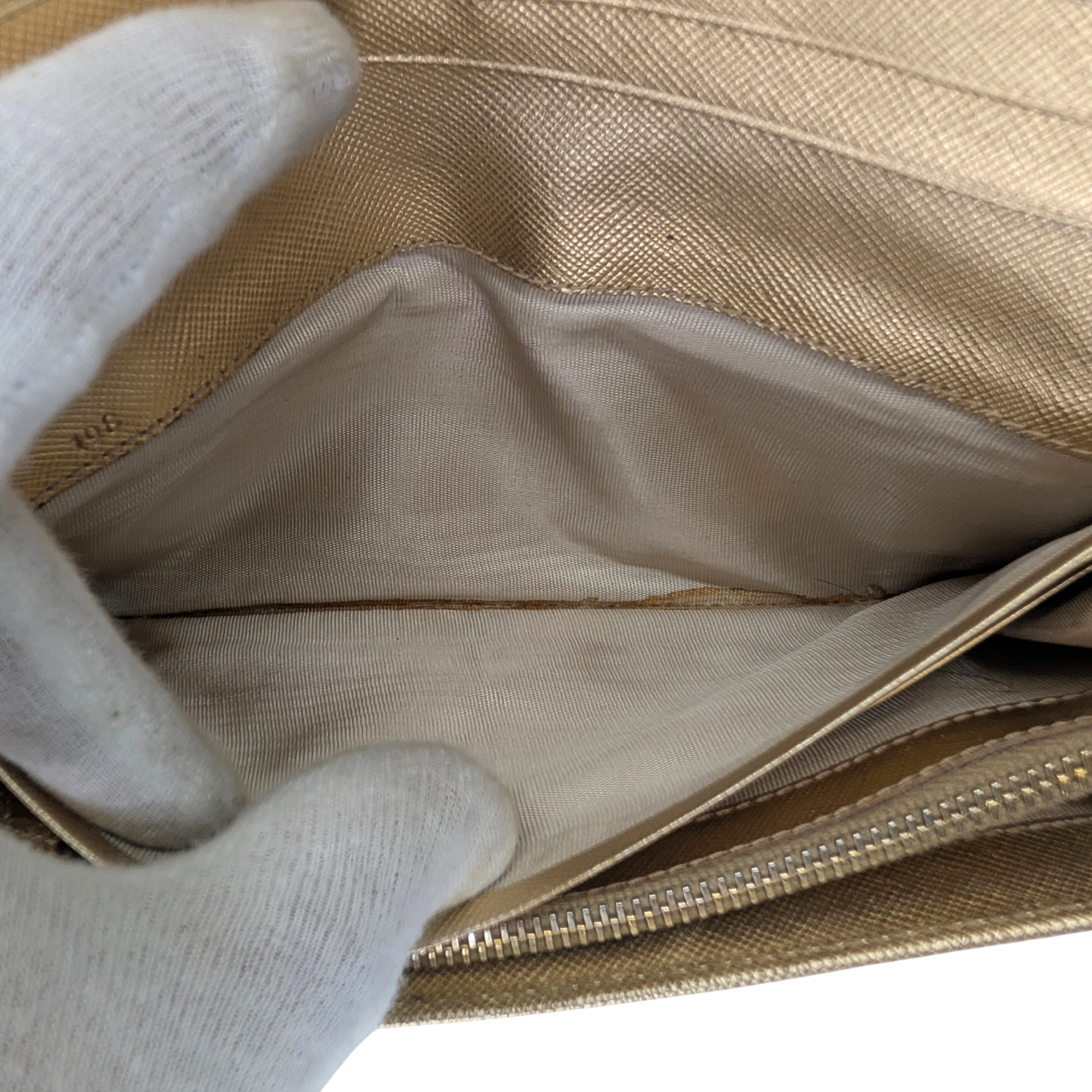 Prada Saffiano Metal Continental Wallet Gold