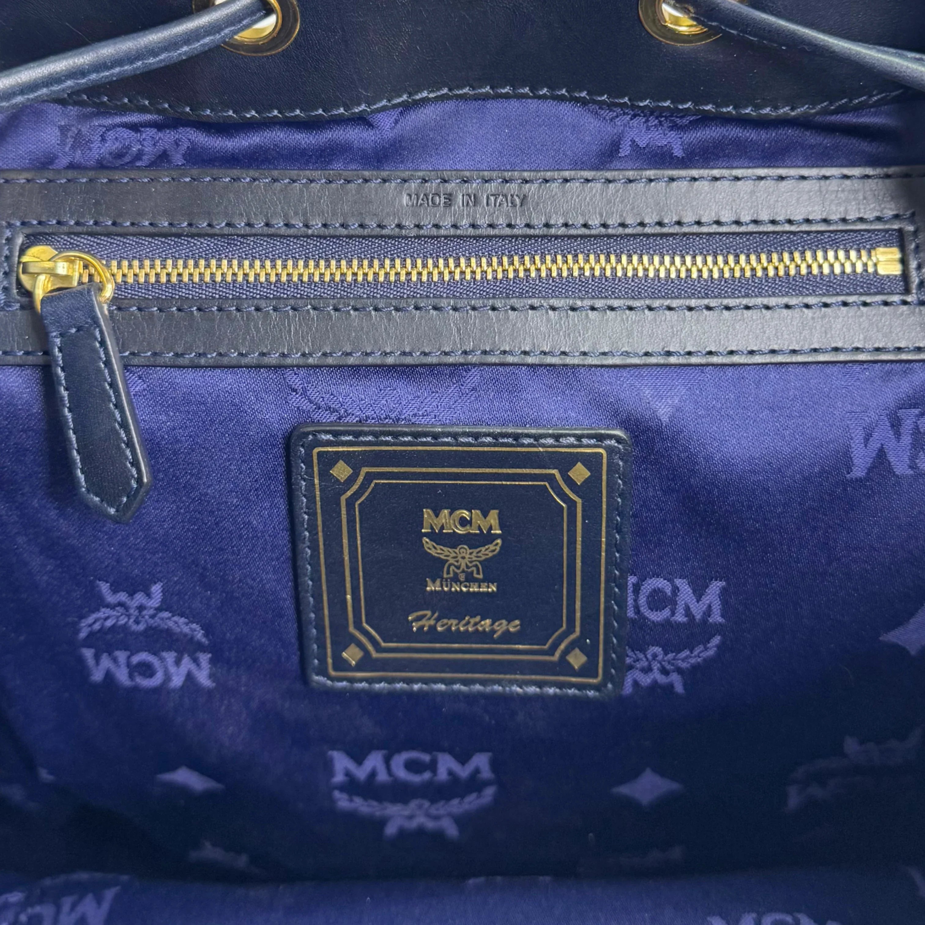 MCM Heritage Drawstring Backpack White