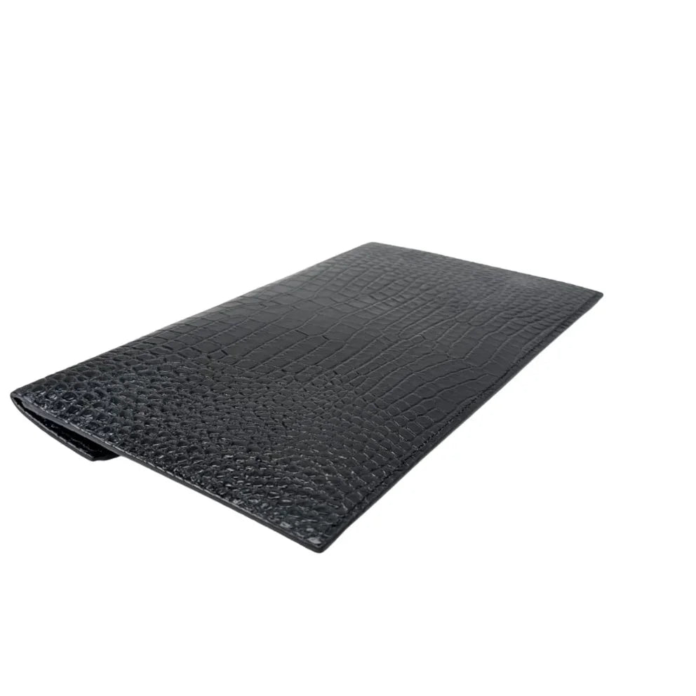 Saint Laurent Small Uptown Pouch In Crocodile-Embossed Leather Black - Lost Designer