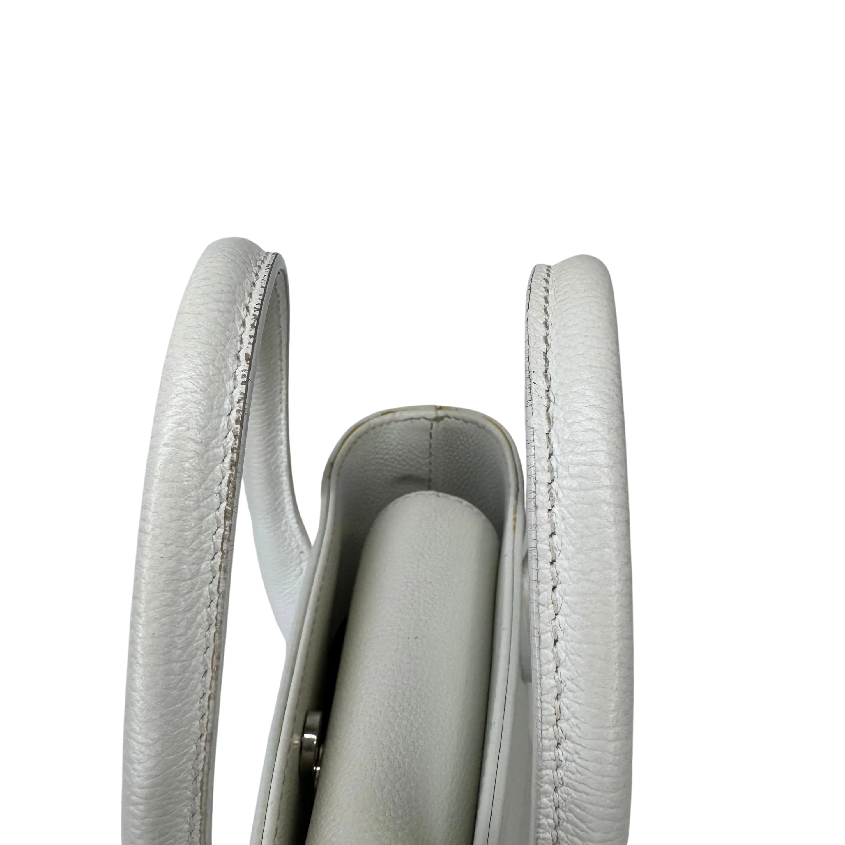 Balenciaga Ville XXS Shoulder Leather Bag w Strap White