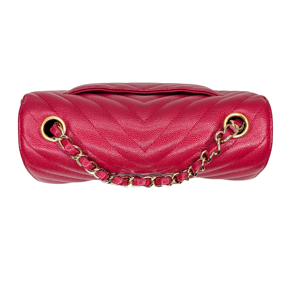 Chanel Mini Chevron Caviar Flap Bag Red