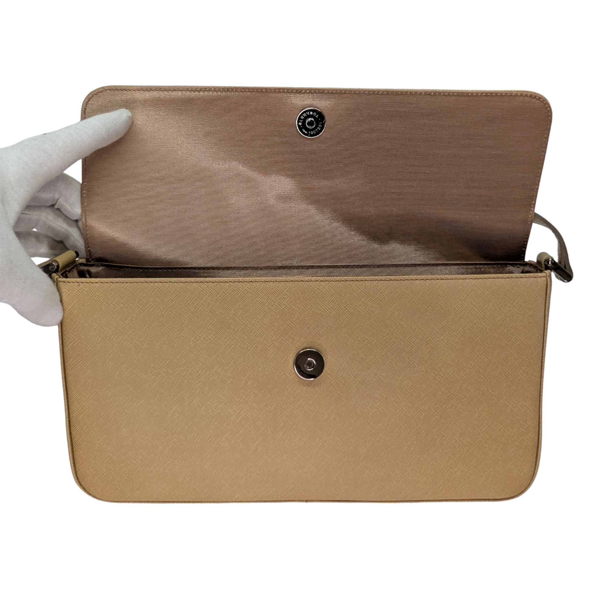 Burberry Leather Flap Shoulder Bag Beige