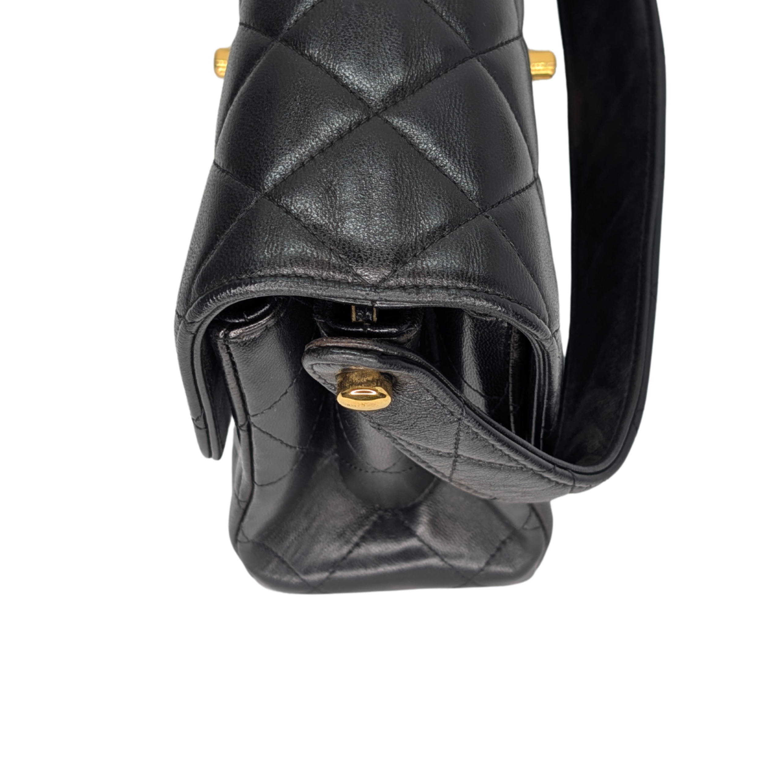 Chanel Lambskin Vintage Double Sided Classic Flap Handbag Black