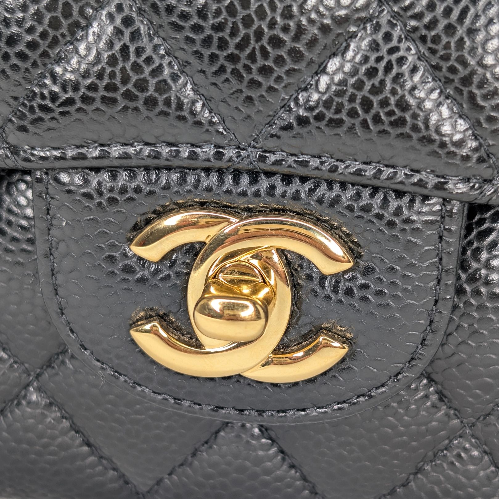 Chanel Classic Flap Bag Caviar Leather Medium Black